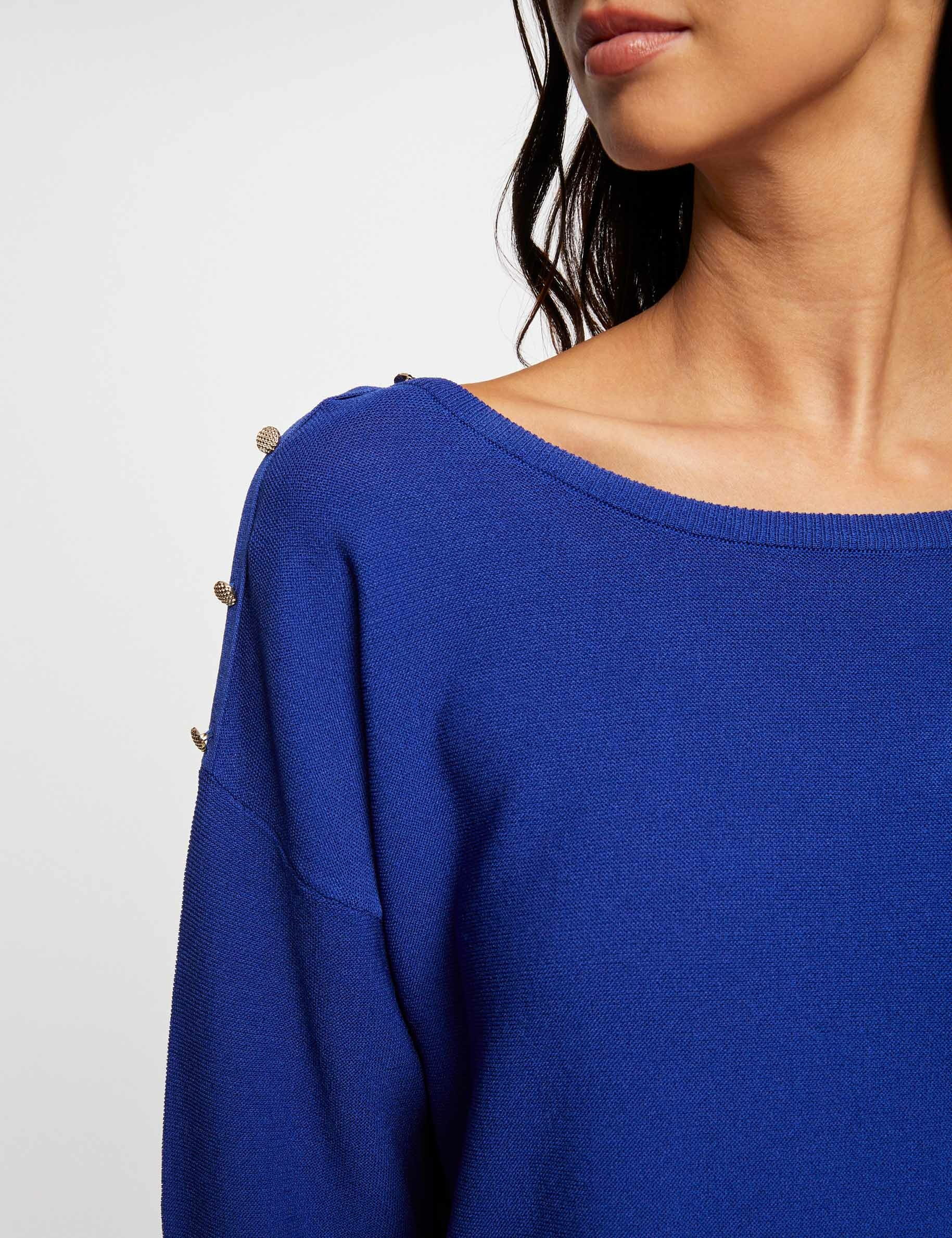 Jersey manga larga con espalda en V azul eléctrico mujer