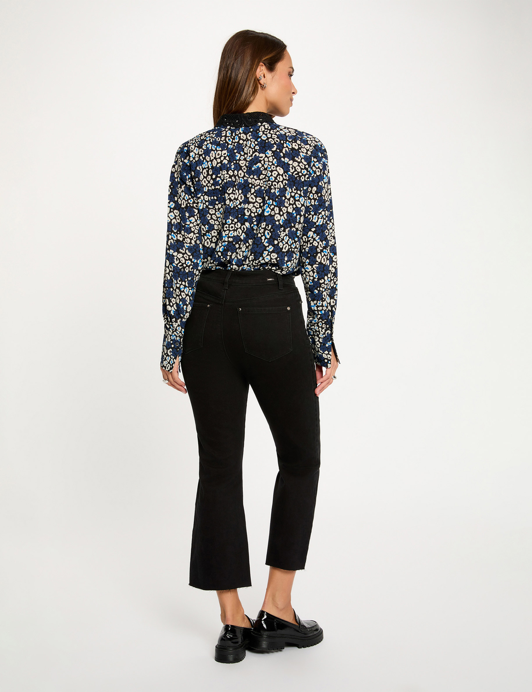 Camisa fluida estampada multicolor mujer