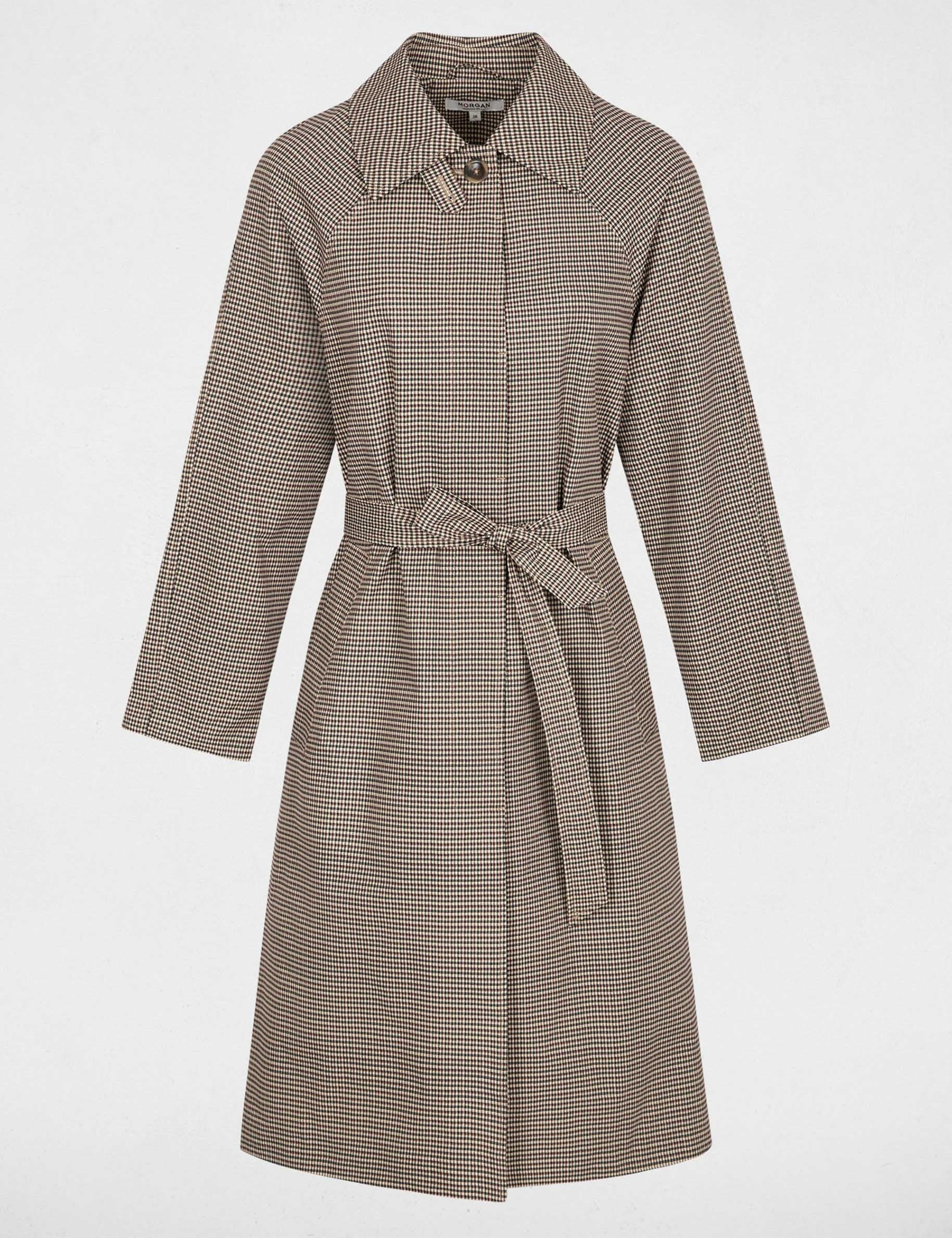 Gabardina con cintur&oacute;n y mangas largas multicolor mujer