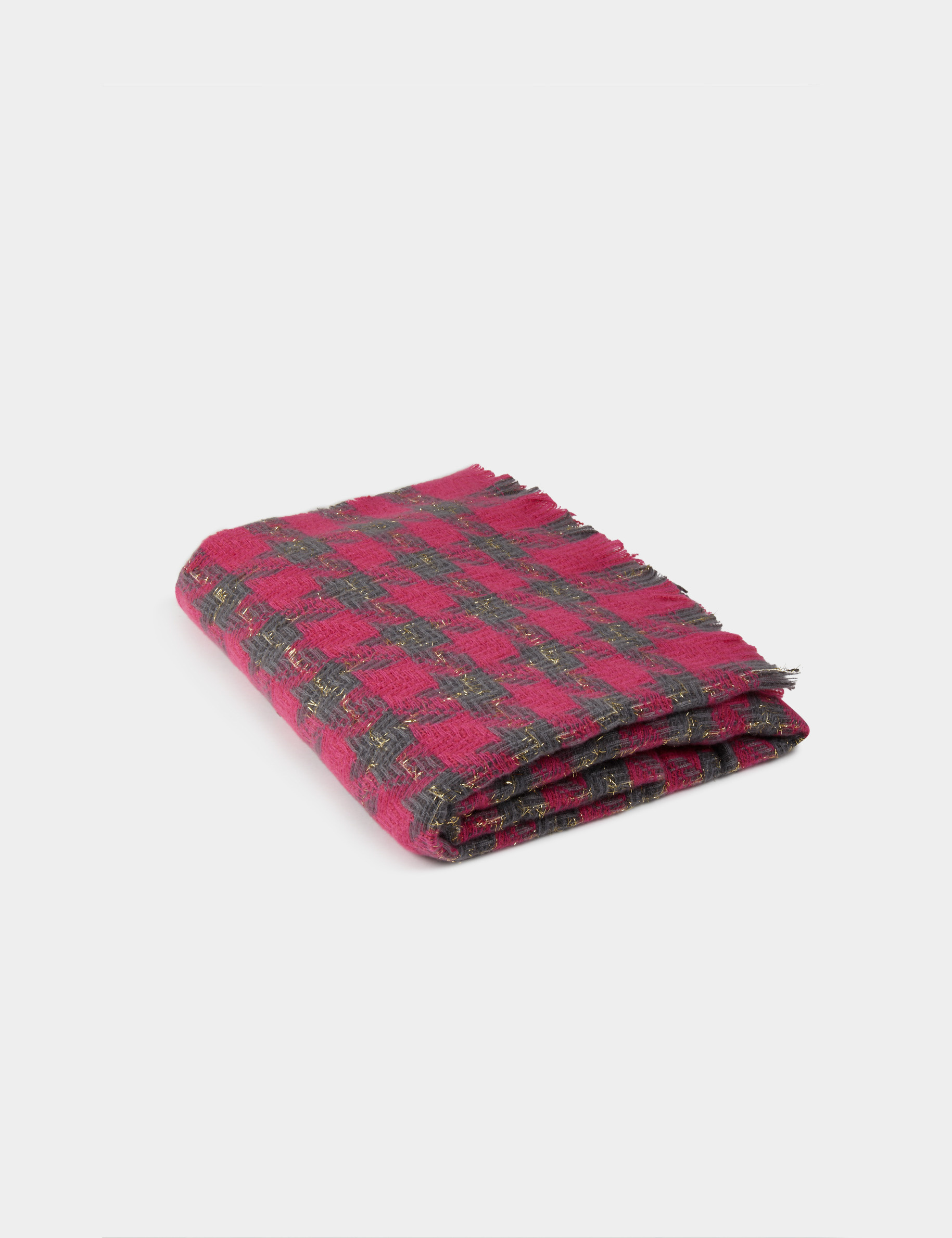 bufanda estampado pata de gallo rosa mujer Bufanda estampado pata de gallo rosa mujer