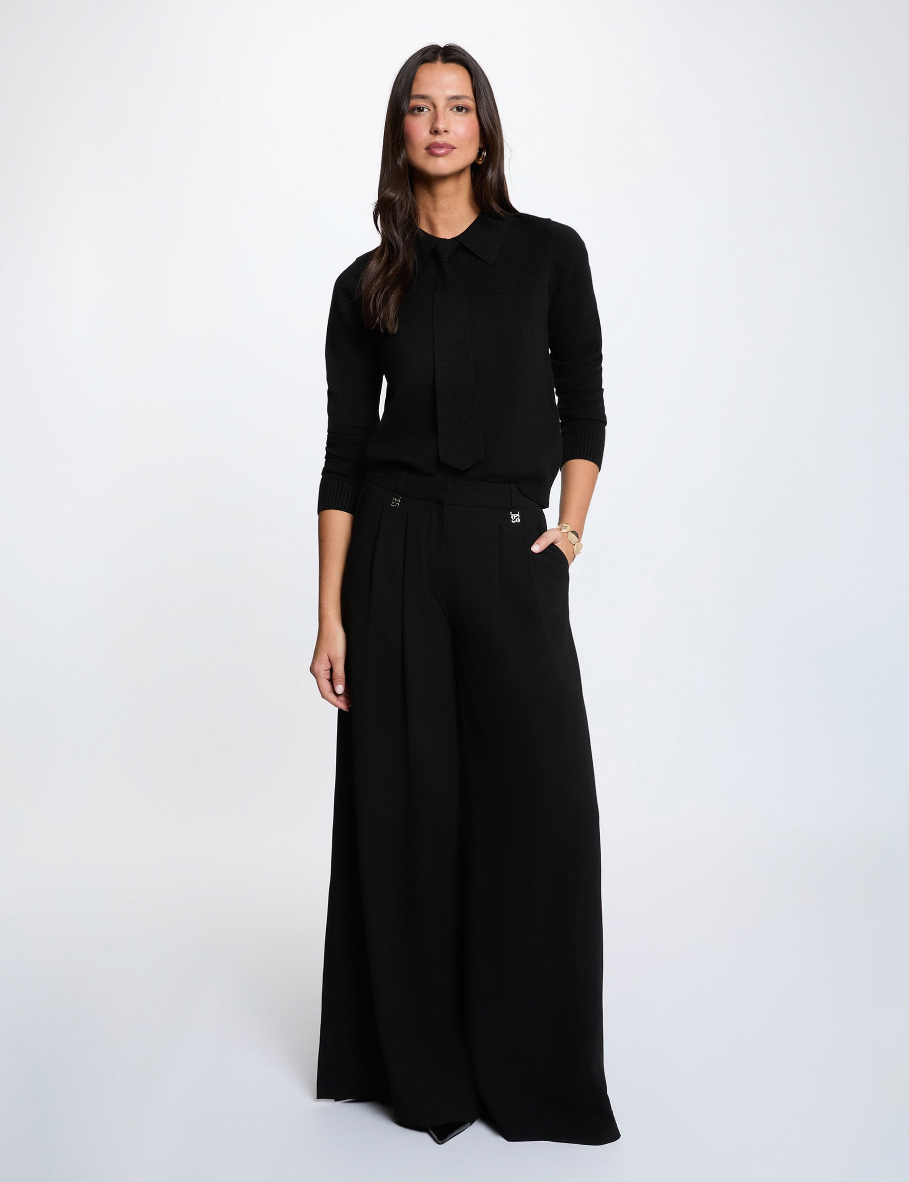Jersey con cuello vuelto negro mujer
