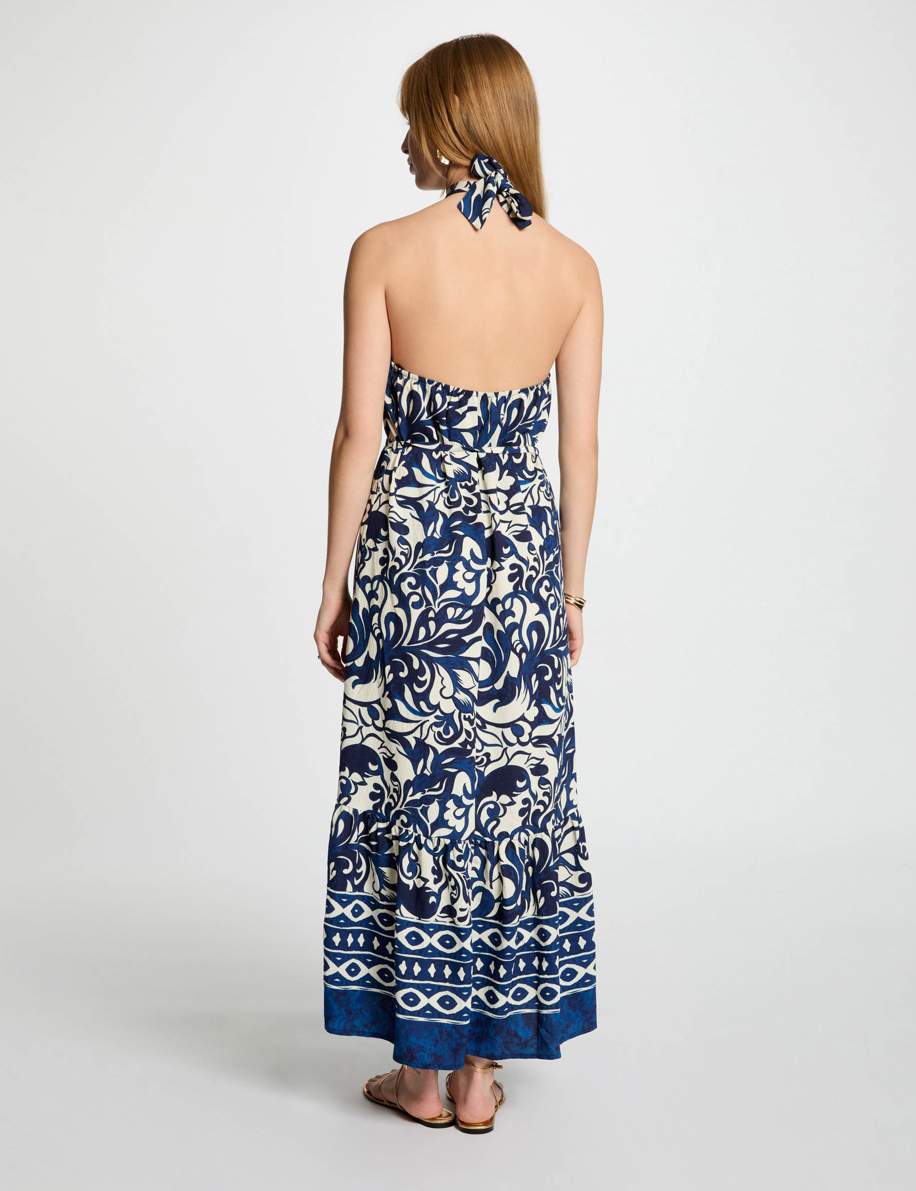 vestido largo recto estampado multicolor mujer Vestido largo recto estampado multicolor mujer