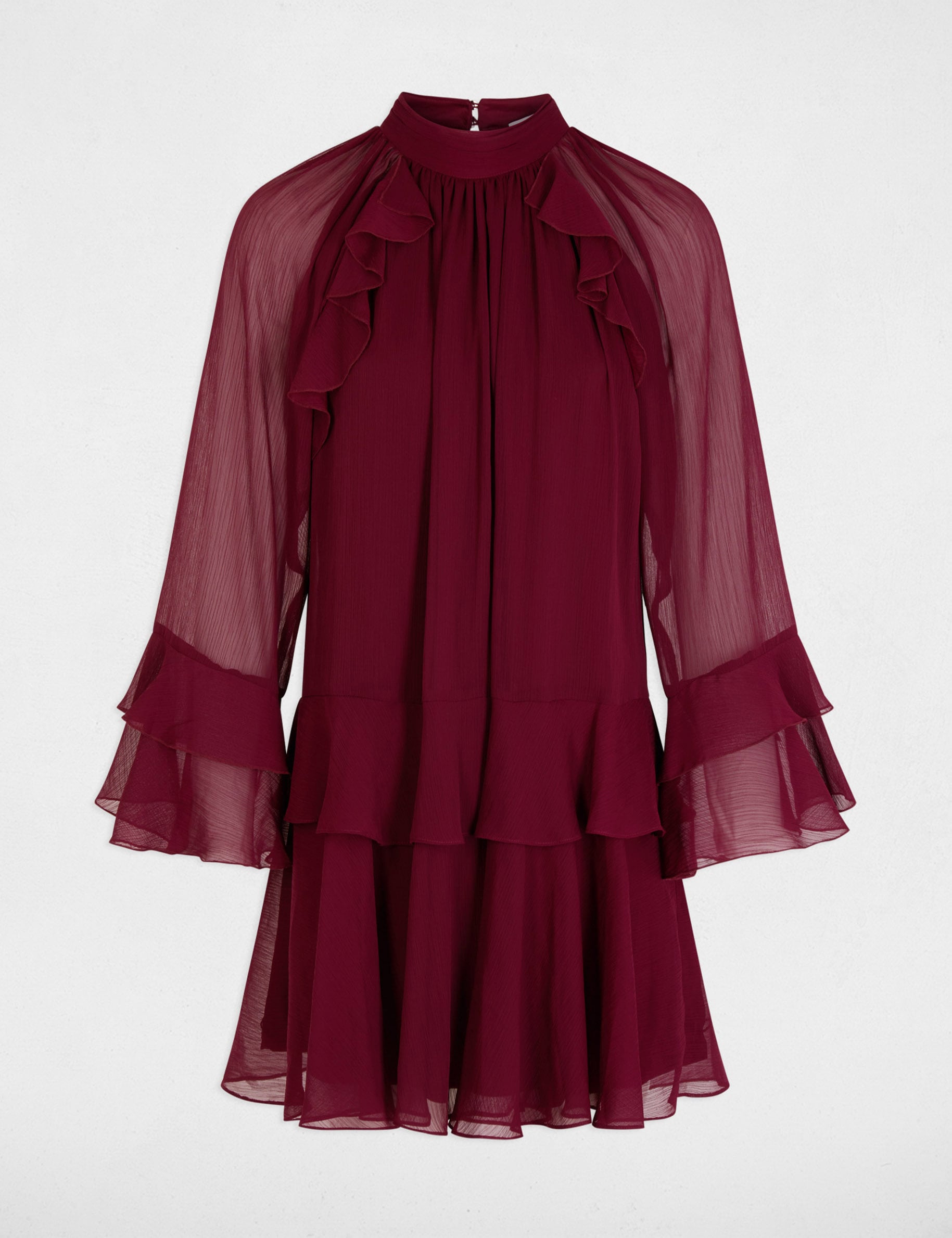 Vestido corto fluido ciruela mujer