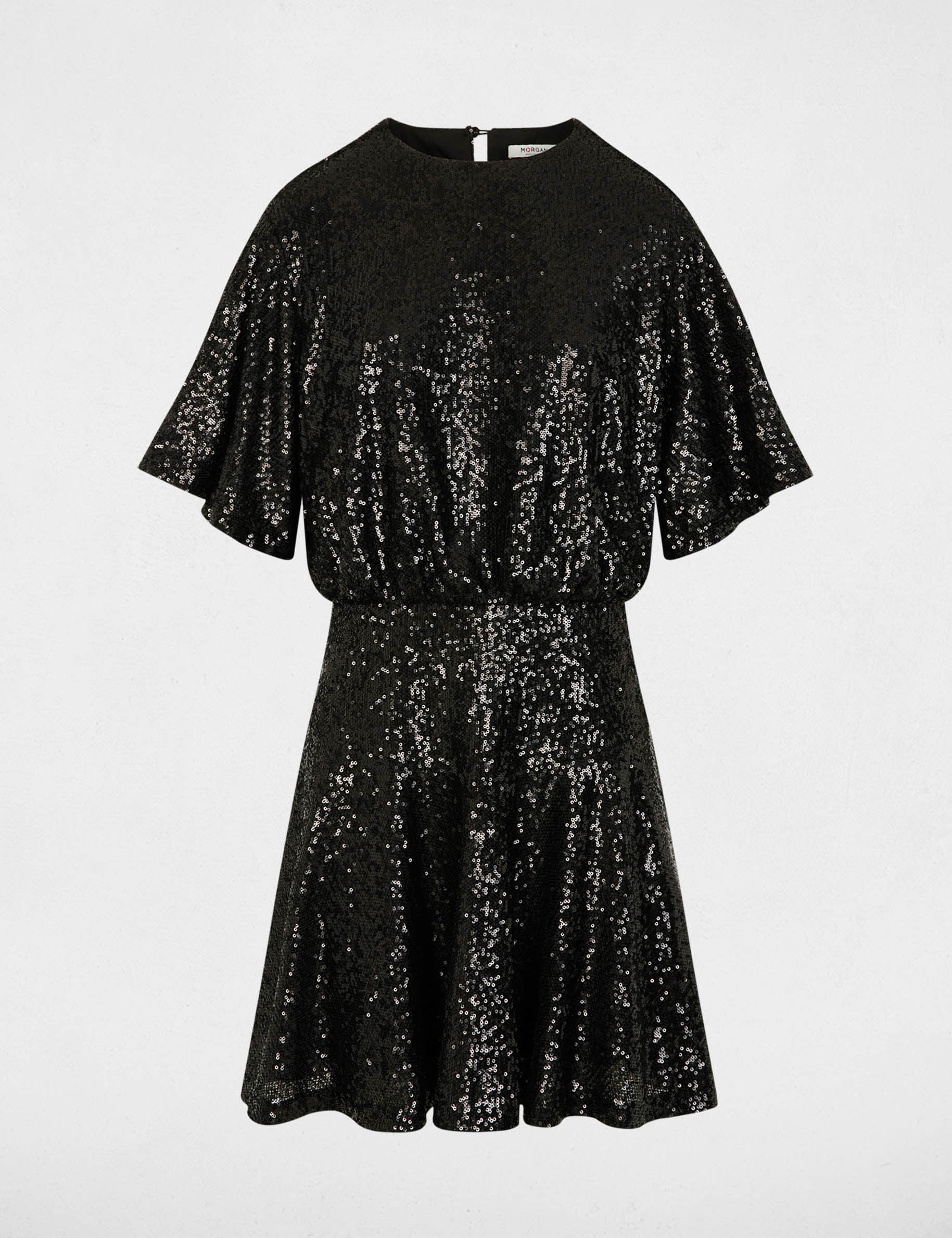 Vestido corto de lentejuelas negro mujer