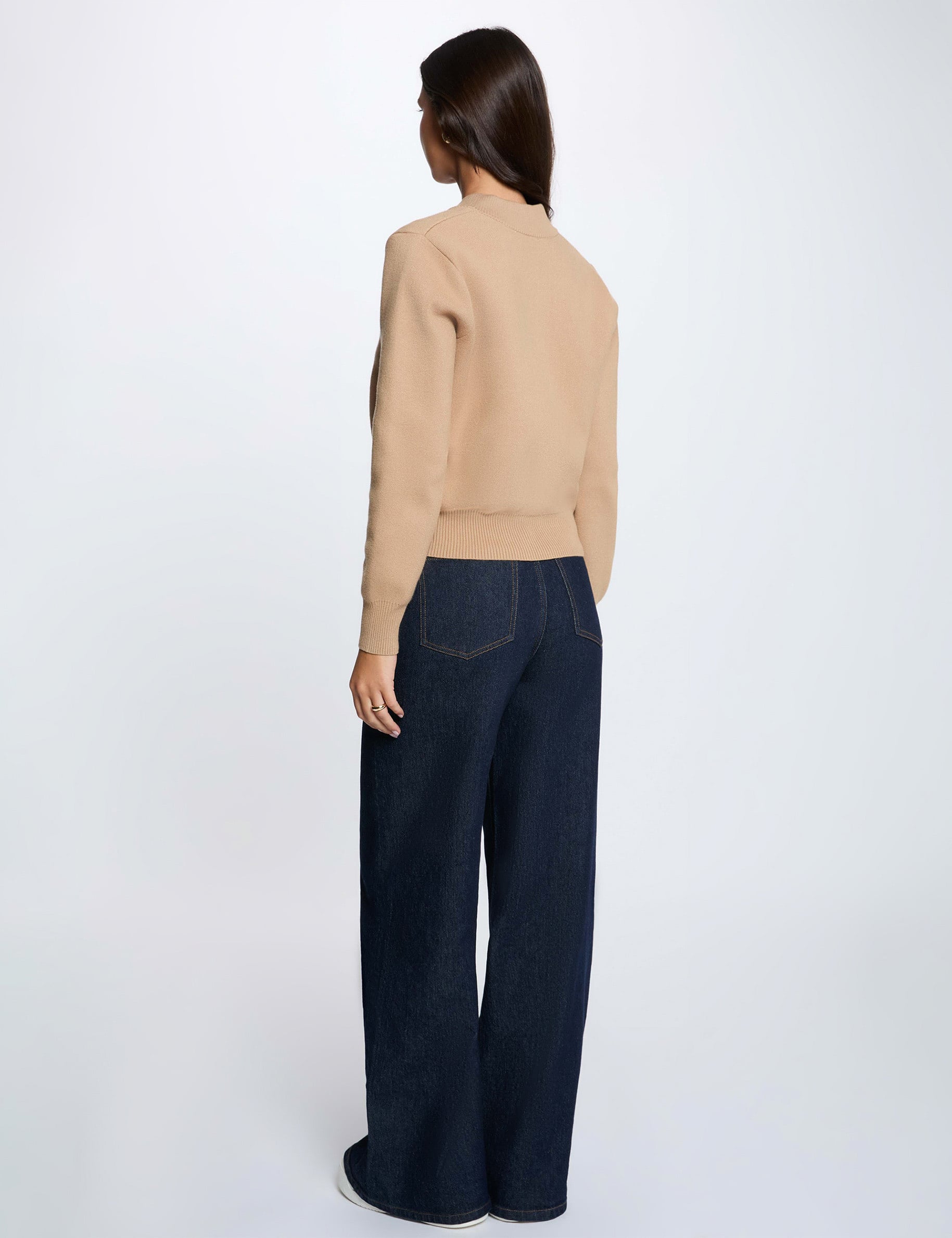 Jersey con cuello teddy c&aacute;mel mujer