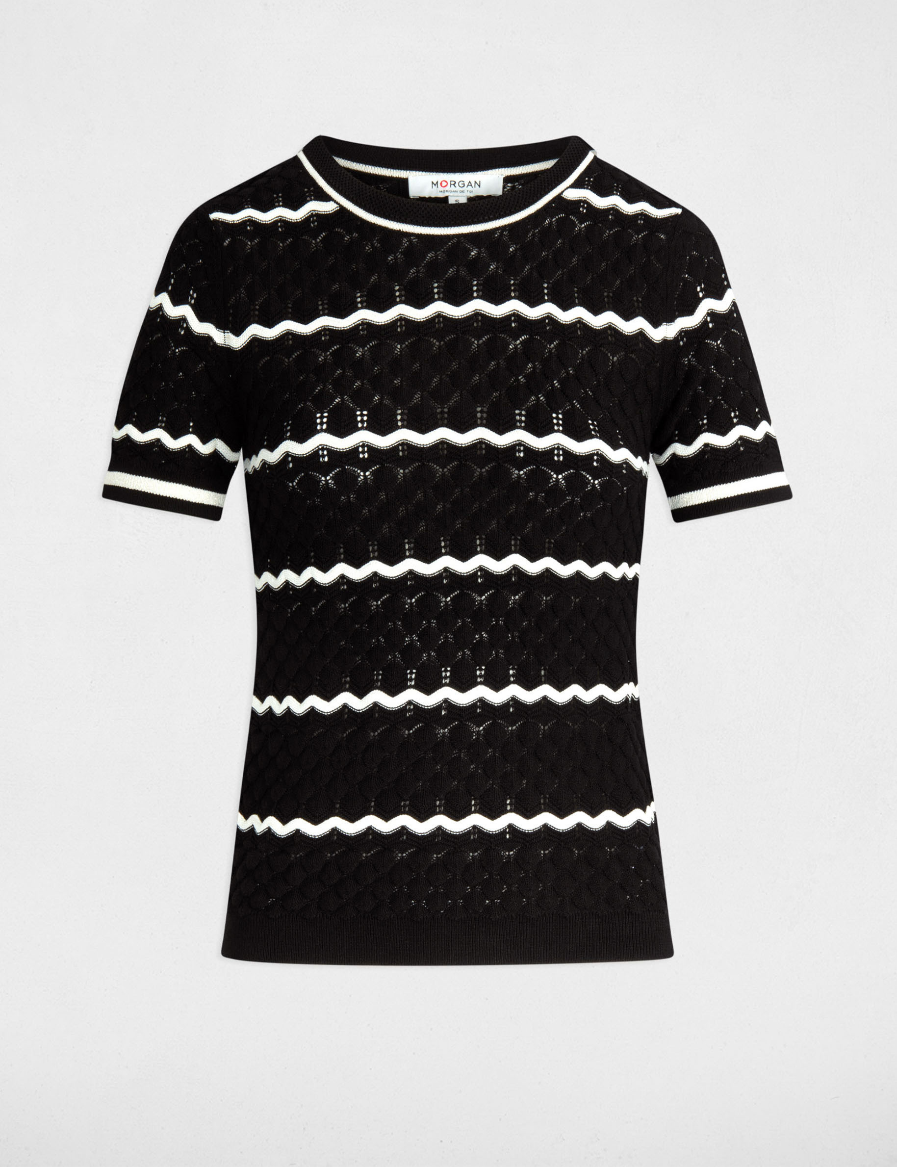 jersey manga corta y rayas negro mujer Jersey manga corta y rayas negro mujer