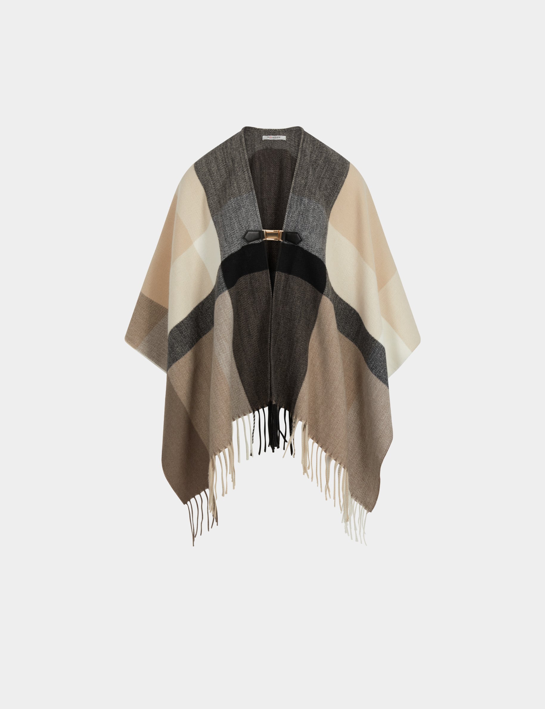 Poncho con cuello abierto multicolor mujer