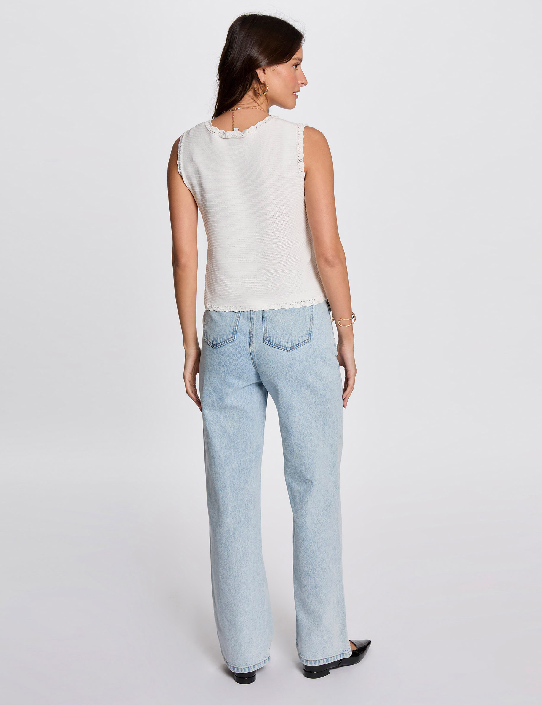 cardigan sin manga blanco mujer Cárdigan sin manga blanco mujer