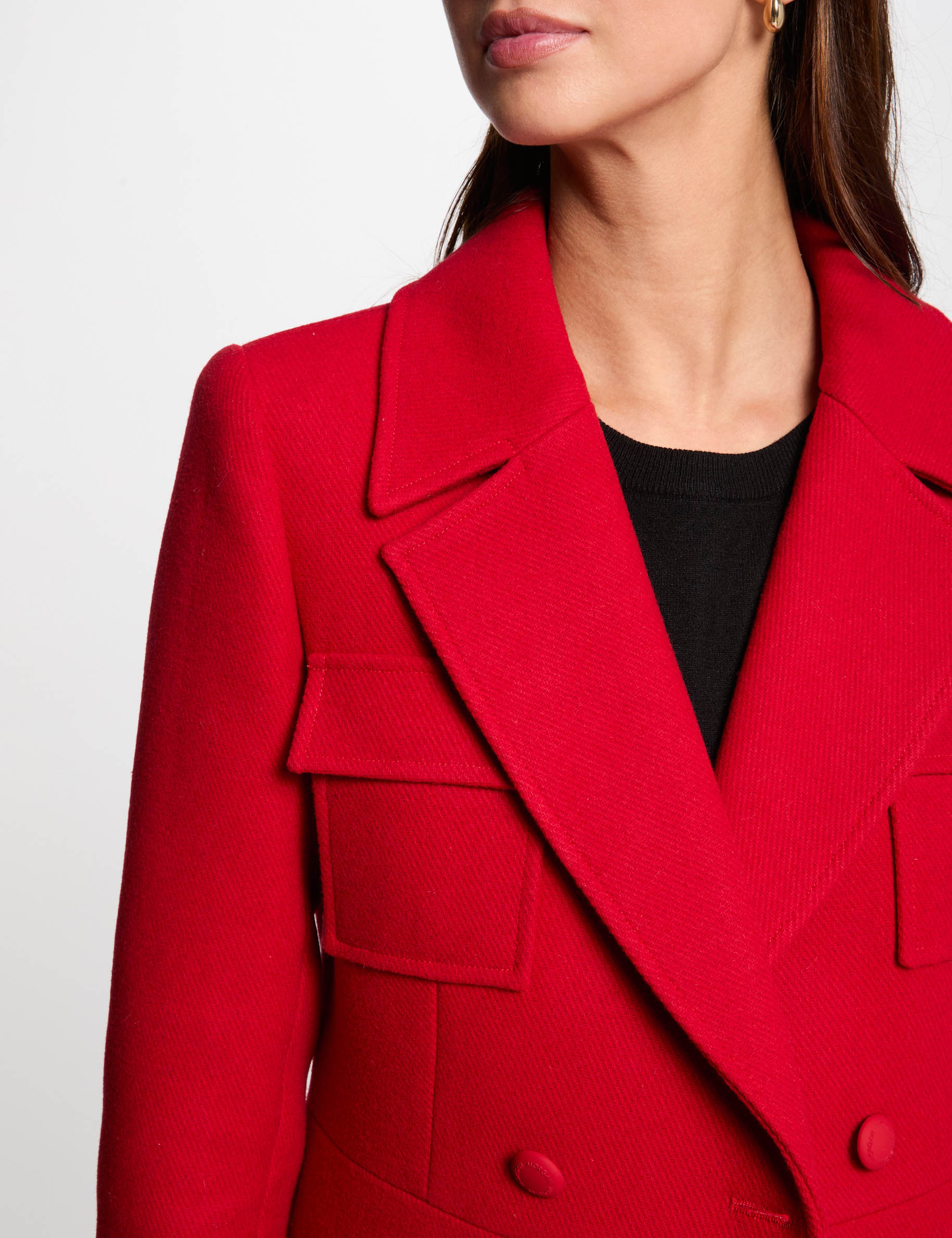 abrigo largo abotonado rojo mujer Abrigo largo abotonado rojo mujer
