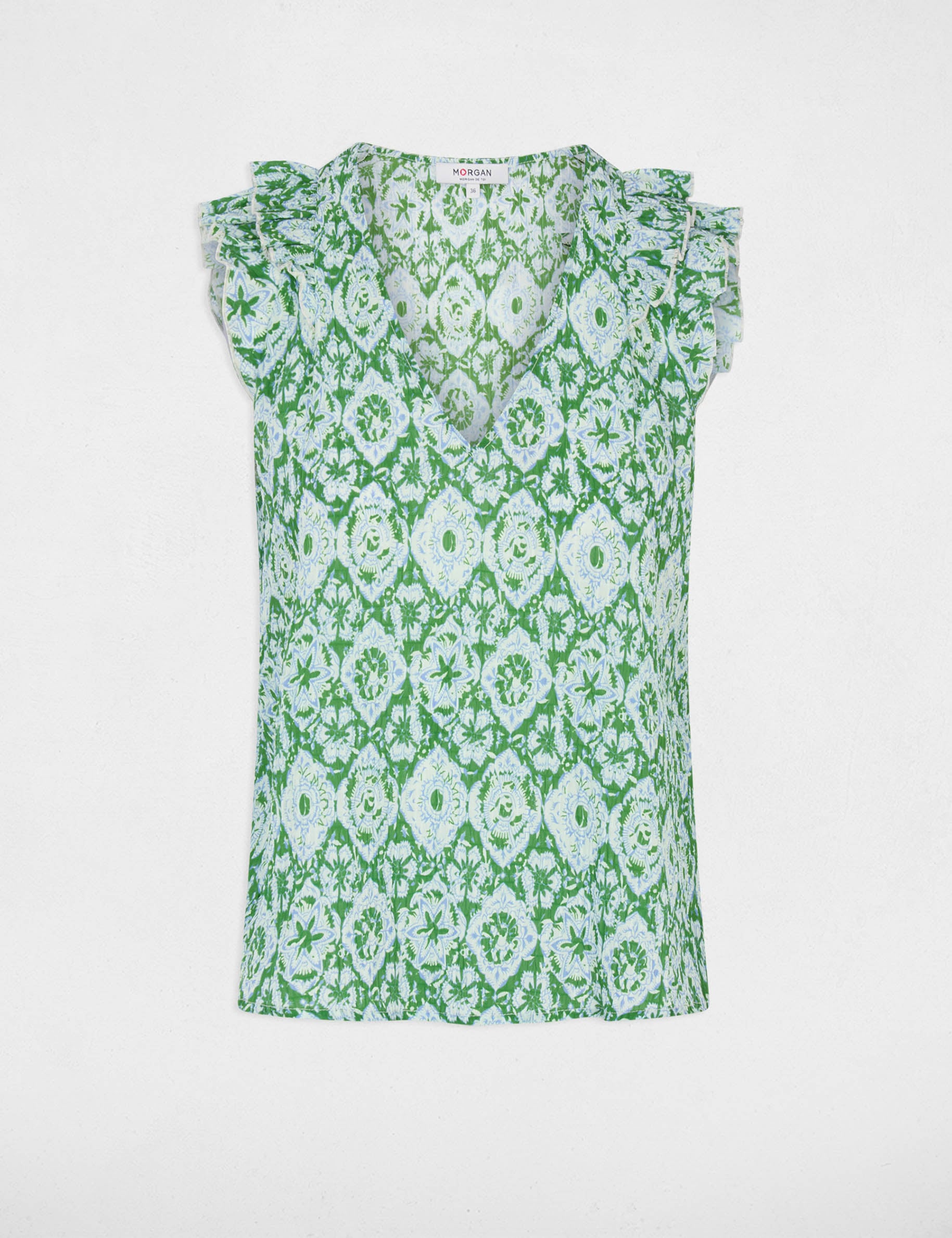 Top de cuello v y mangas cortas multicolor mujer
