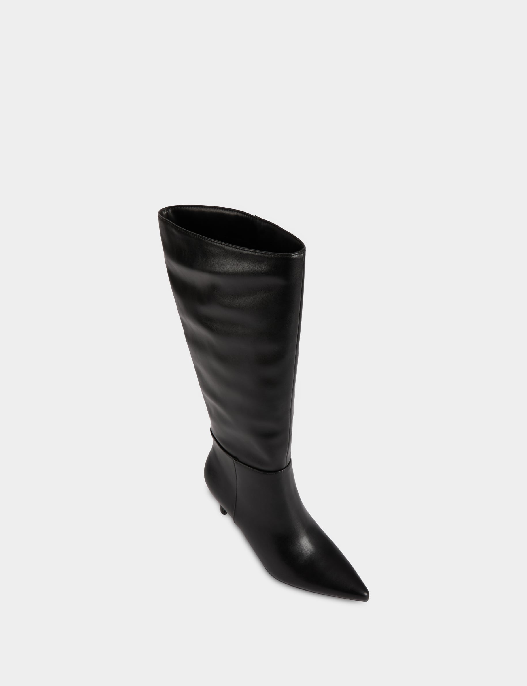 Bota de tac&oacute;n de piel sint&eacute;tica negro mujer