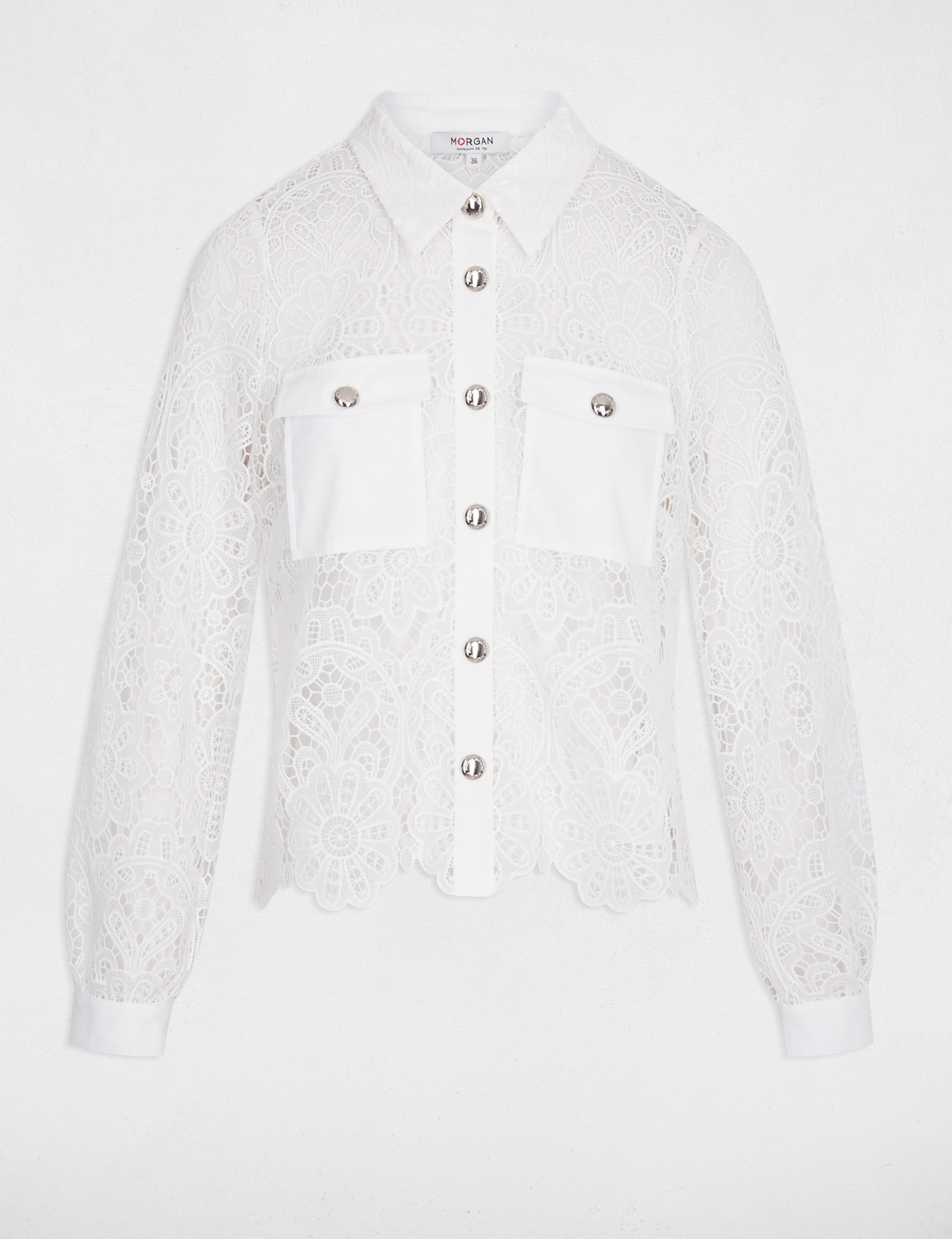Camisa manga larga blanco mujer