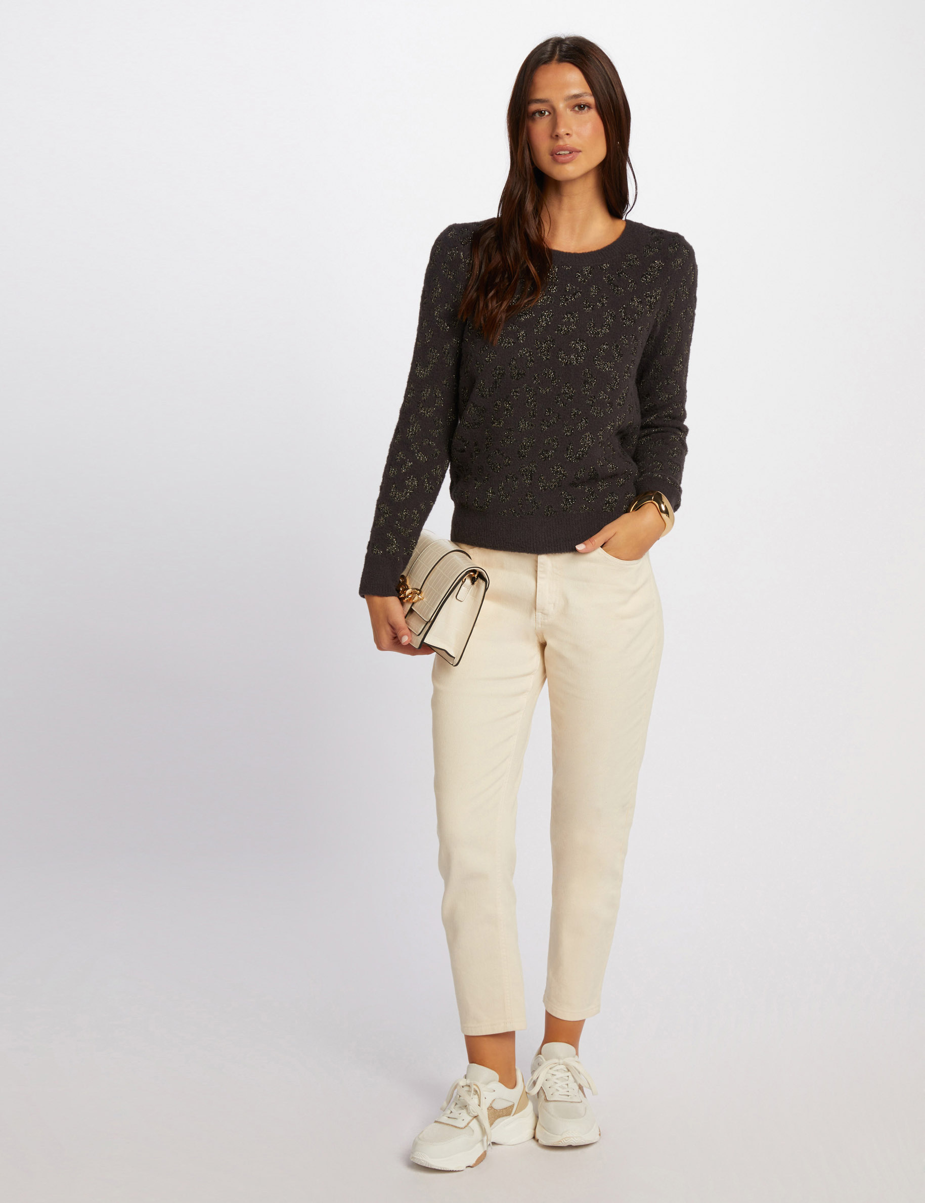 Jersey cuello redondo gris anthracite mujer