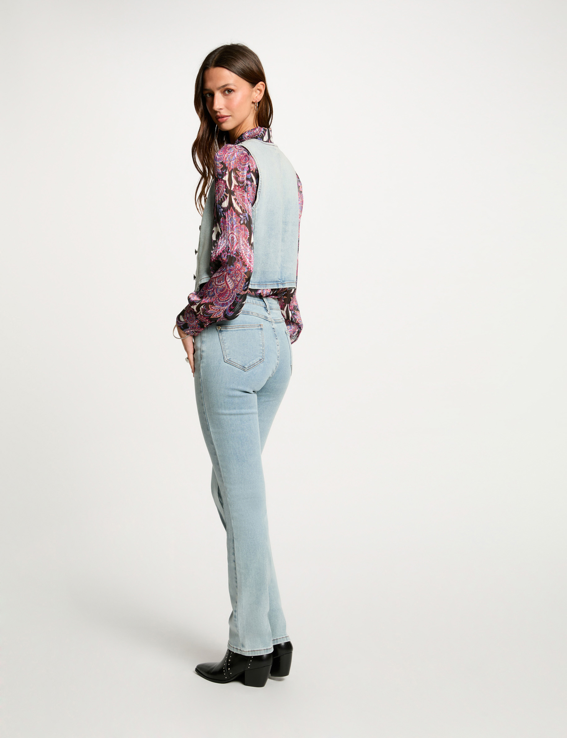 top sin mangas vaquero denim descolorido mujer Top sin mangas vaquero denim descolorido mujer