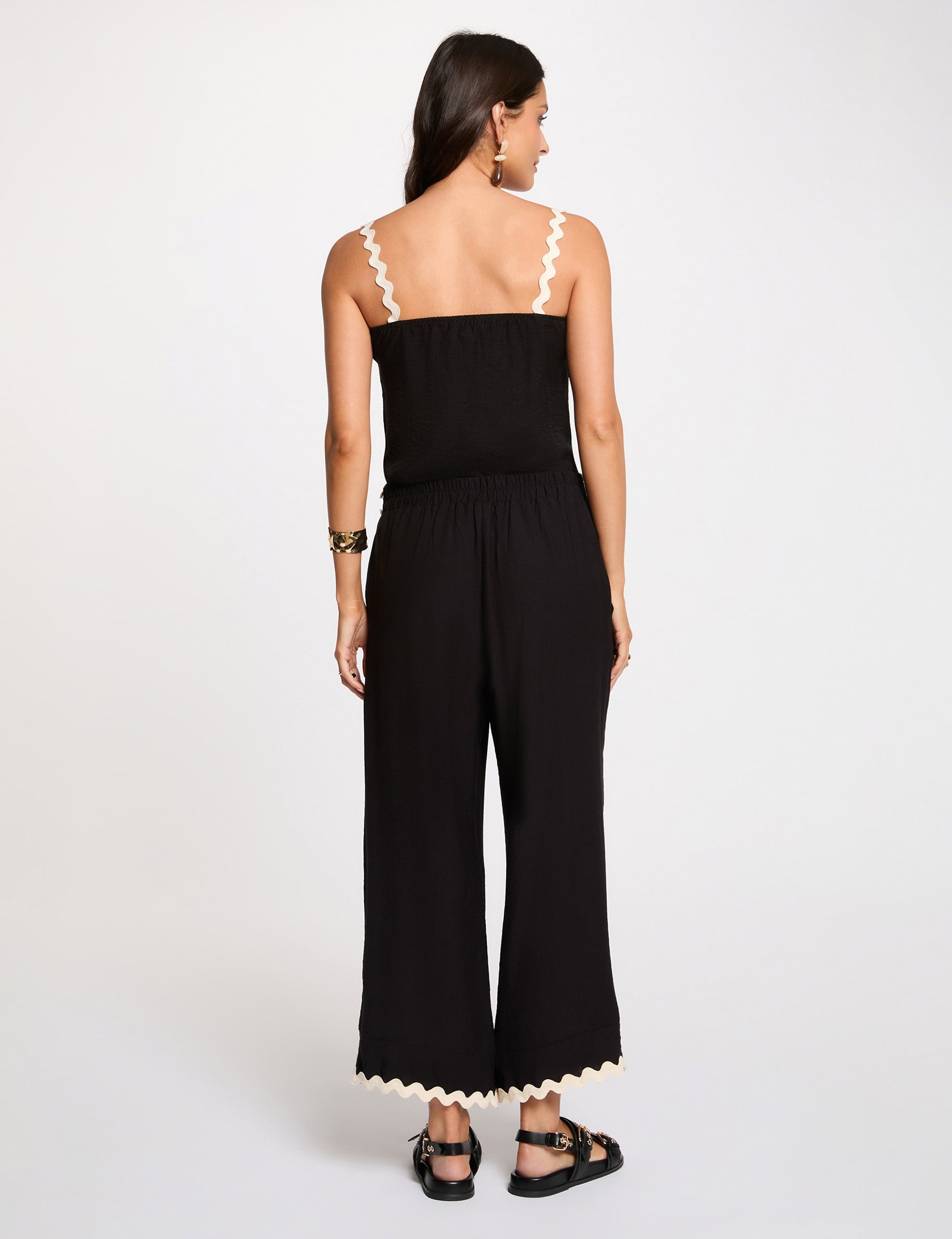 Pantal&oacute;n ancho 7/8 negro mujer
