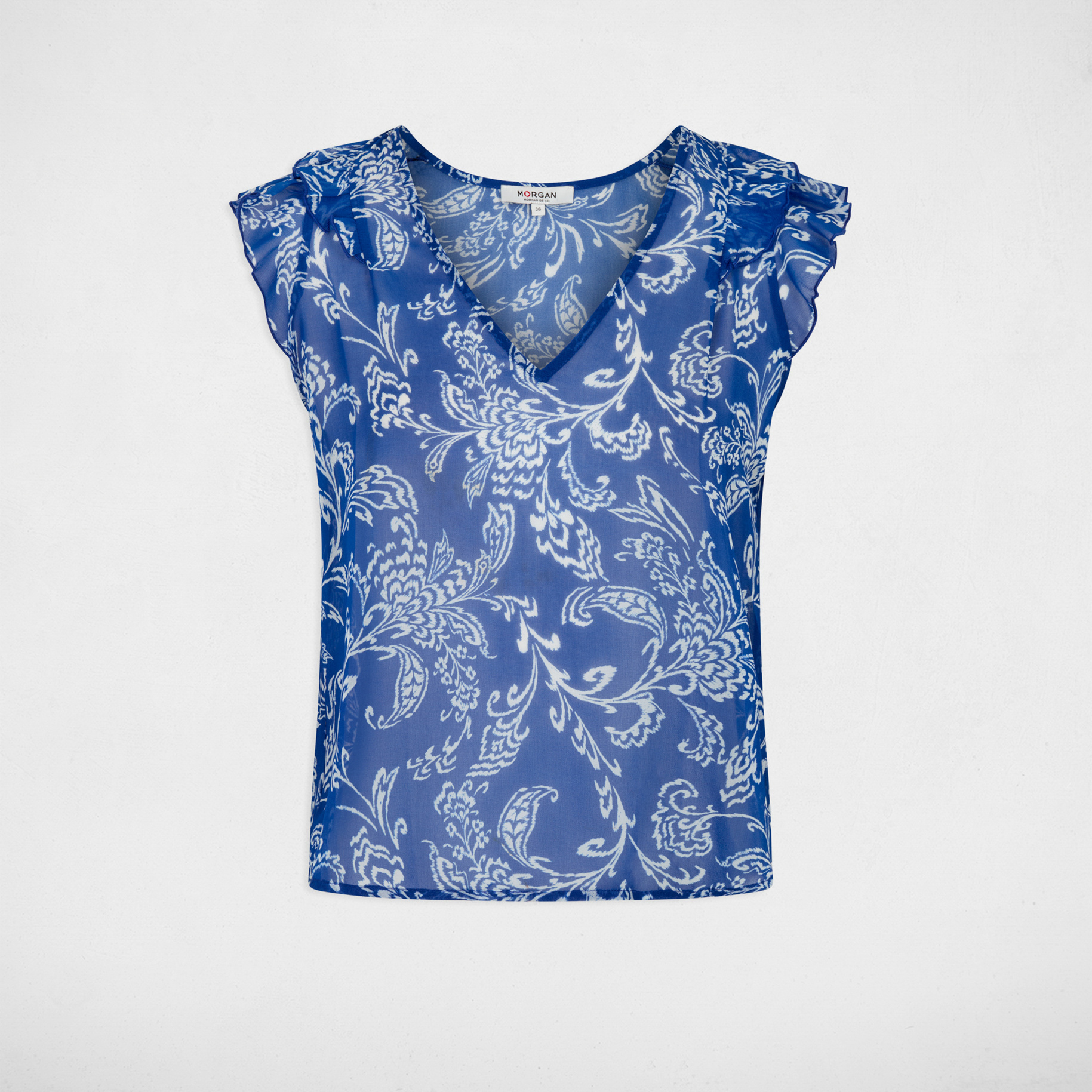 Blusa de gasa sin mangas multicolor mujer