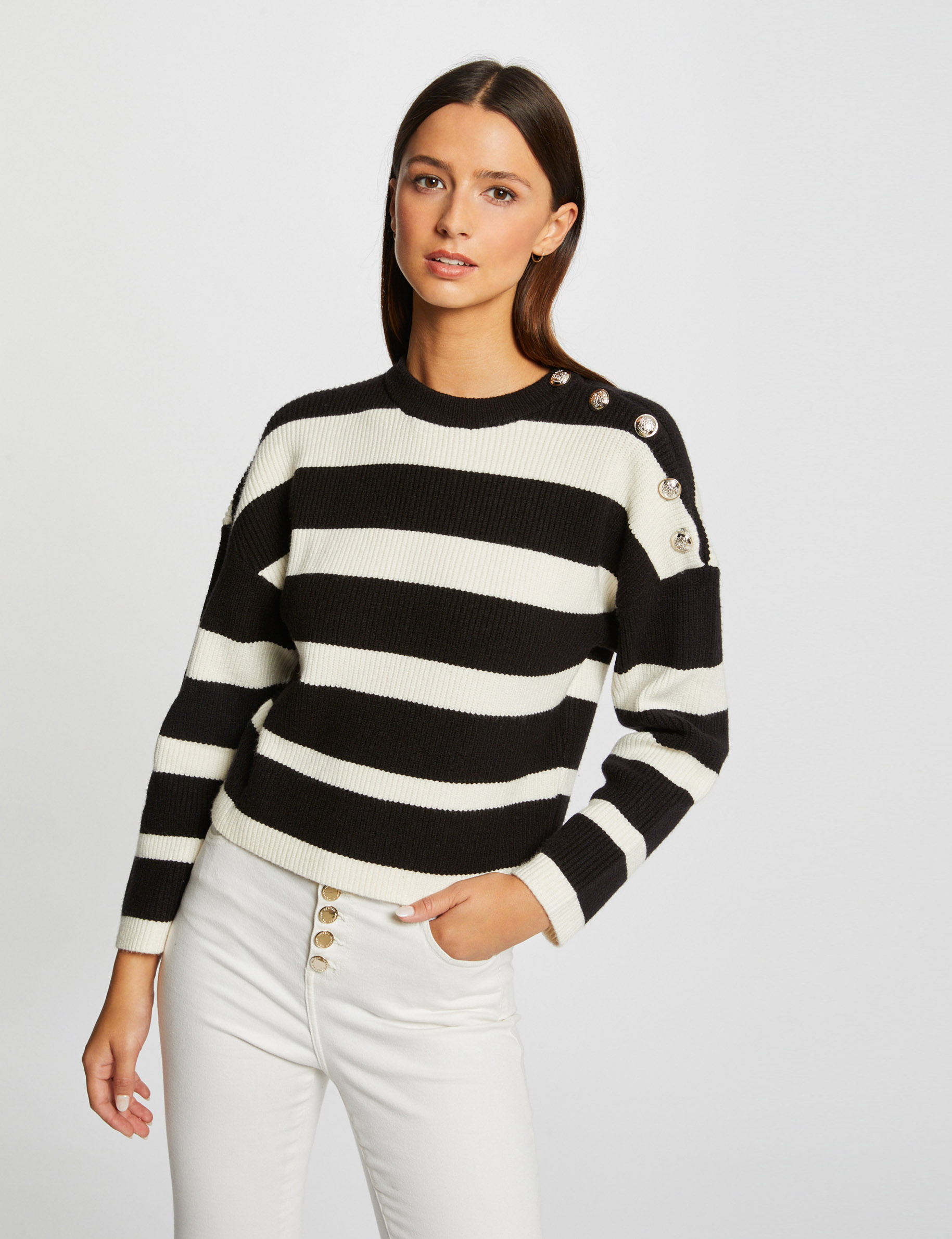jersey manga larga con botones negro mujer Jersey manga larga con botones negro mujer