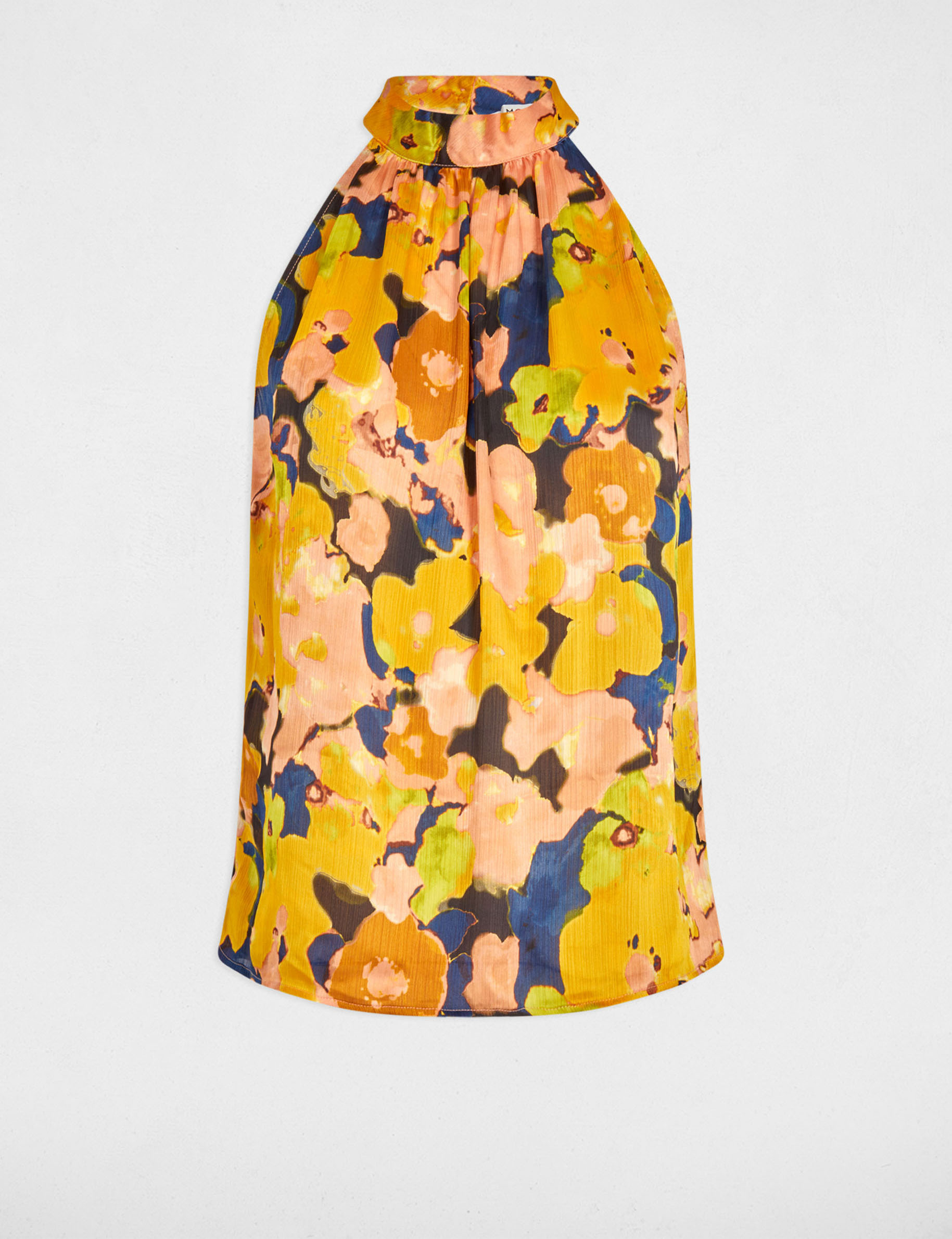 top fluido de cuello alto multicolor mujer Top fluido de cuello alto multicolor mujer
