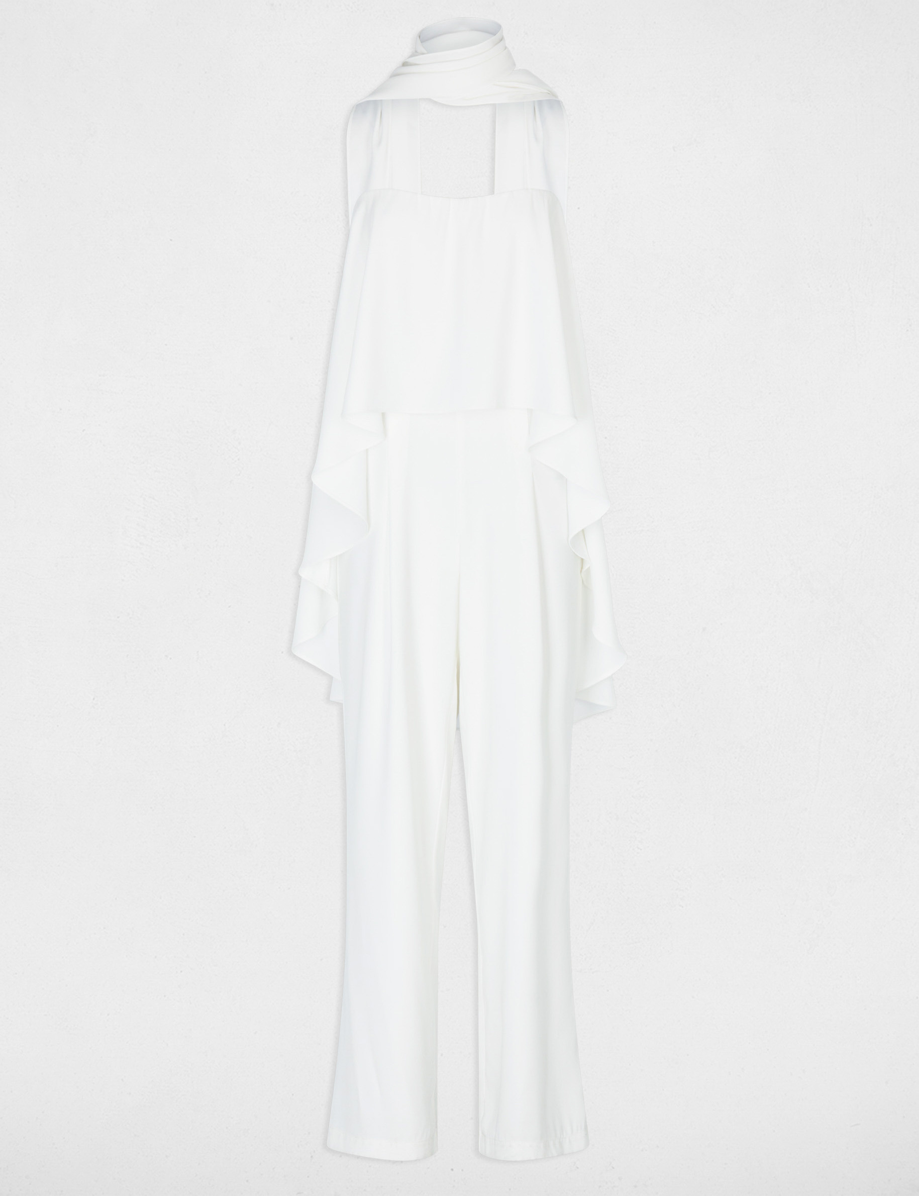 Mono fluido con escote palabra de honor blanco mujer