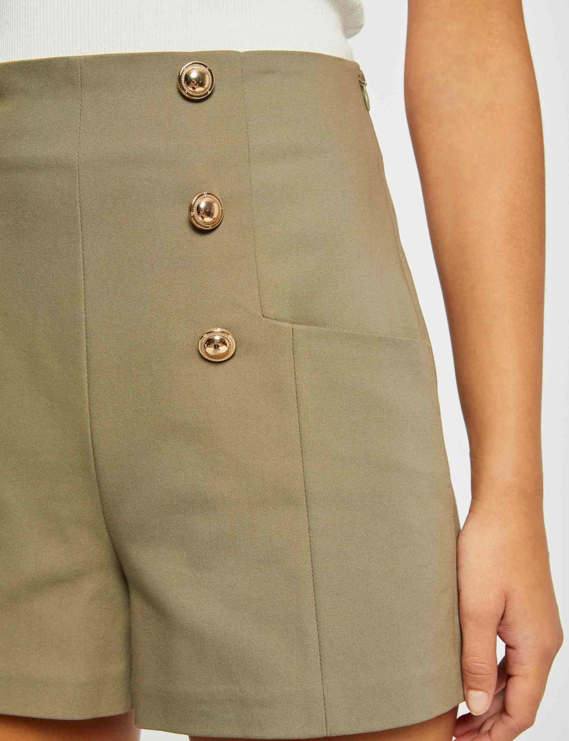 short city recto con botones verde medio mujer Short city recto con botones verde medio mujer