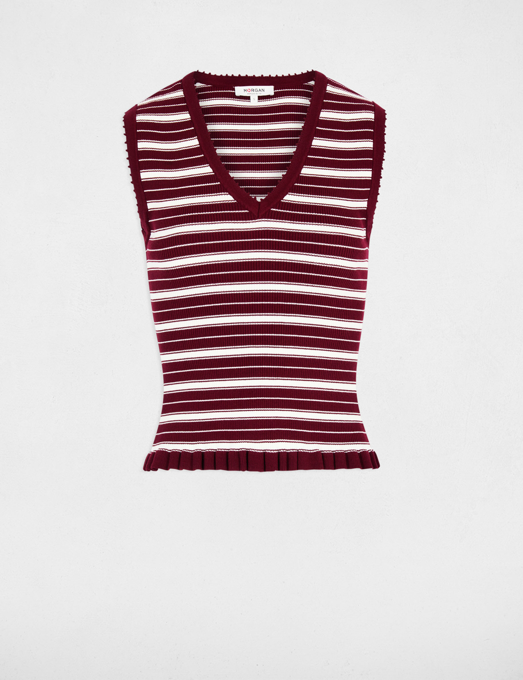 Jersey sin mangas cuello v burdeos mujer