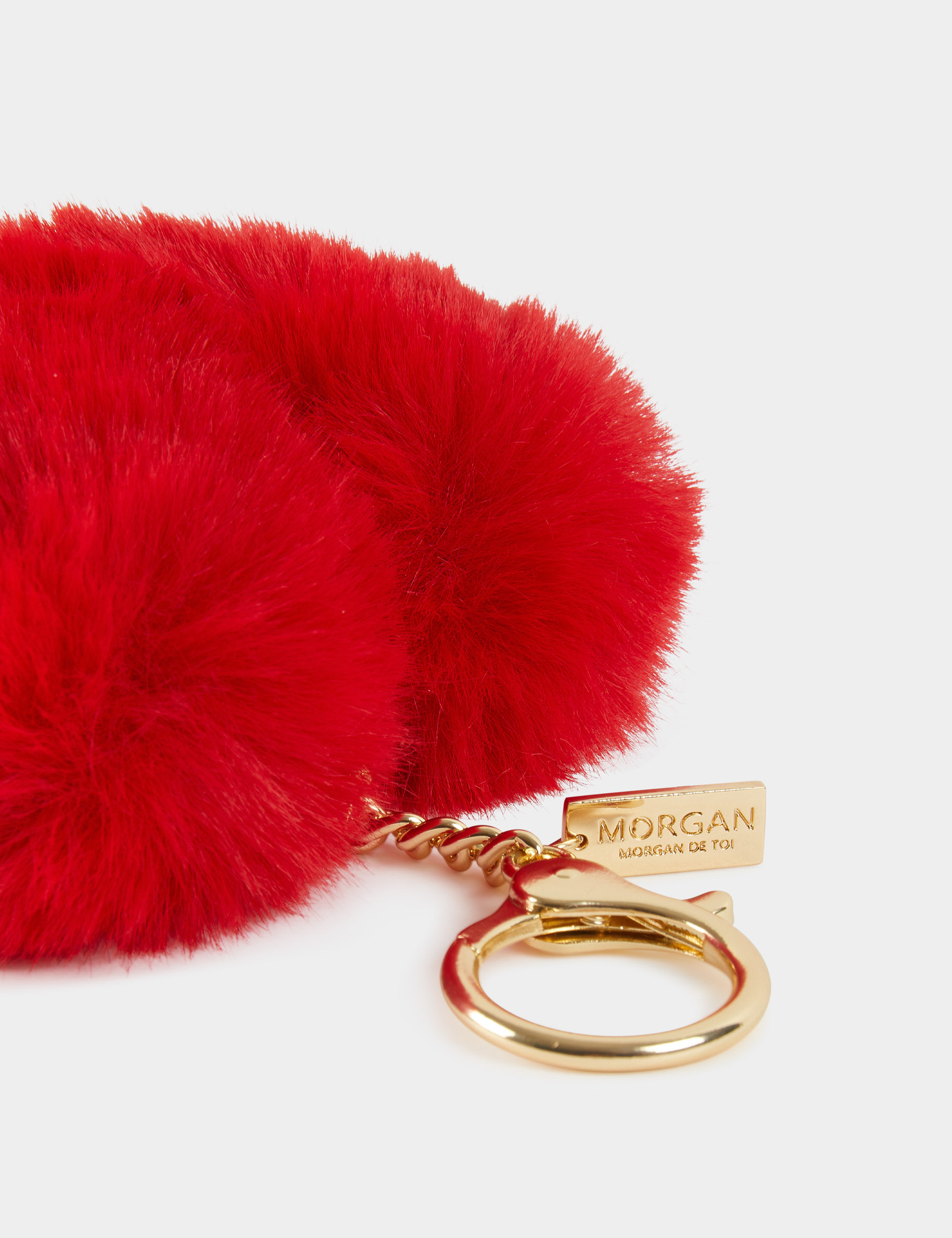 Llavero corazon pelo de imitación rojo mujer
