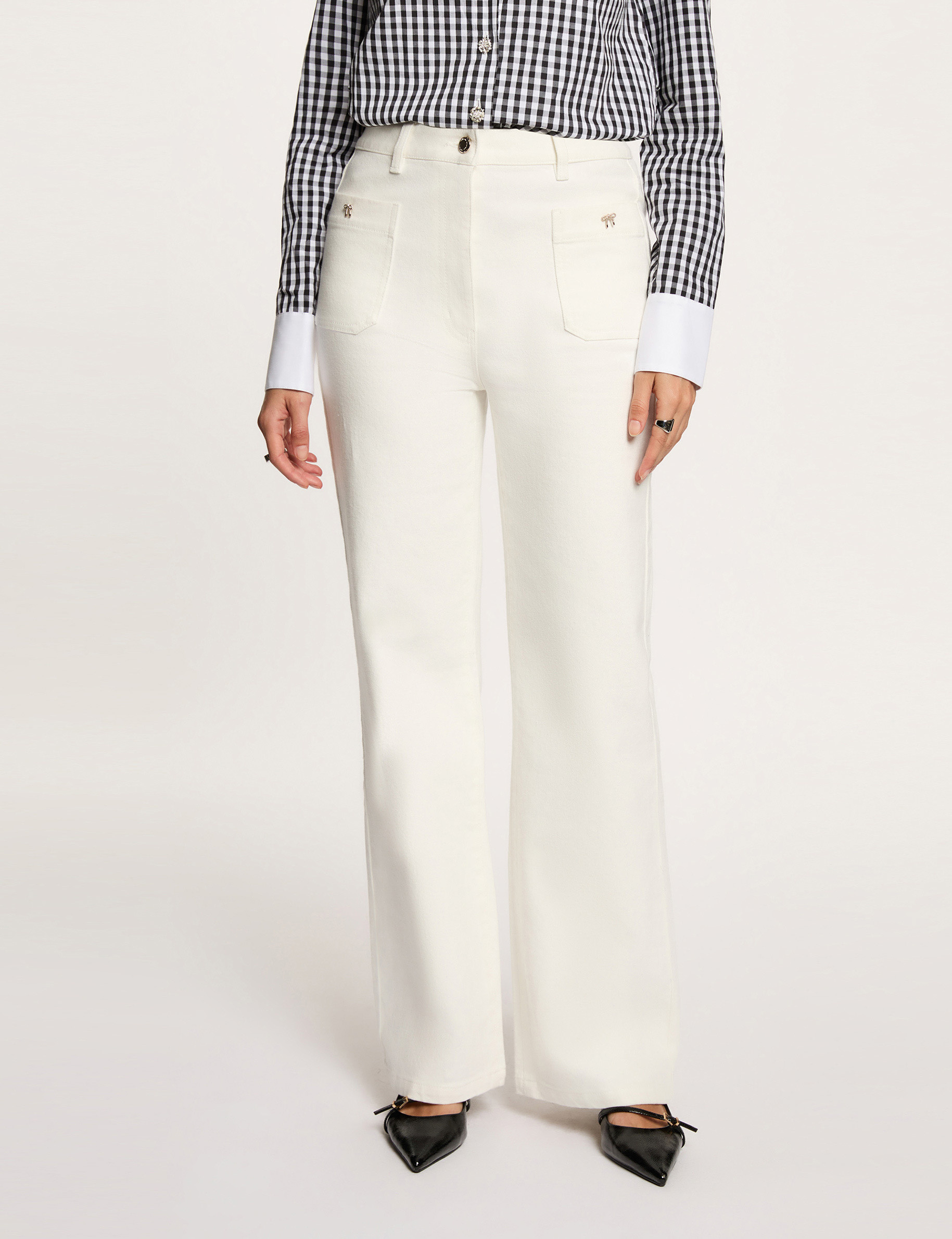 Jean ancho 7/8 blanco mujer