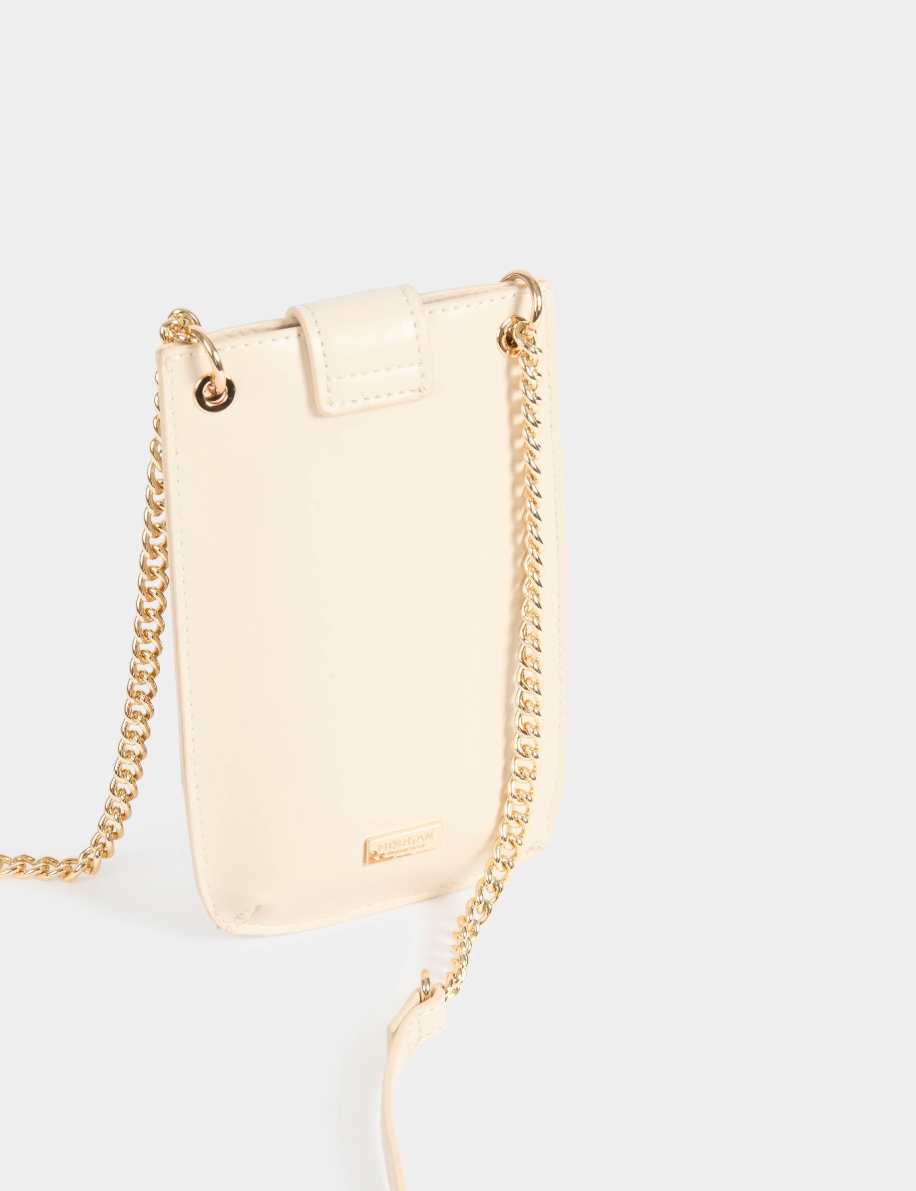 Bolso para teléfono tachuelas marfil mujer