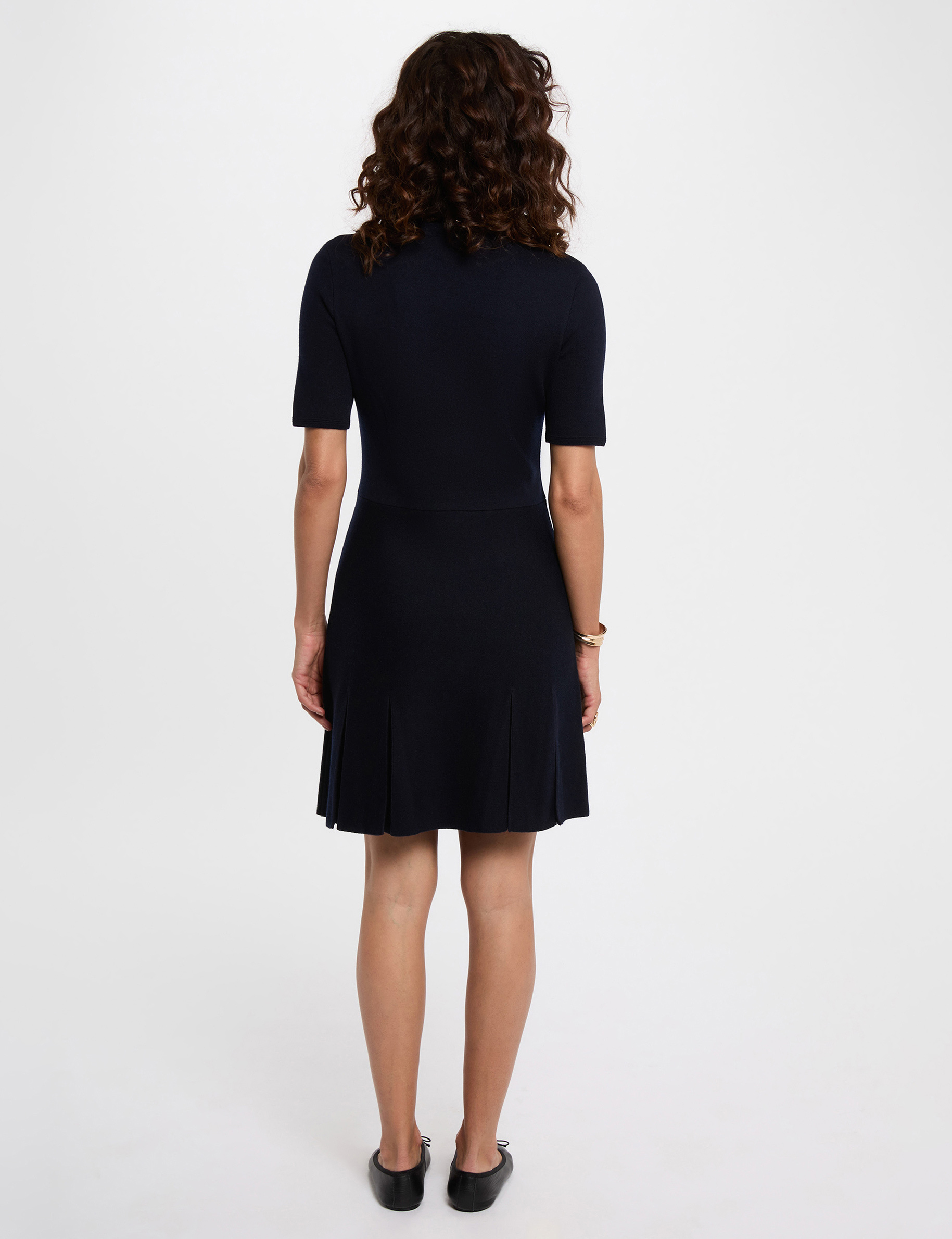 vestido corto en forma de trapecio azul marino mujer Vestido corto en forma de trapecio azul marino mujer