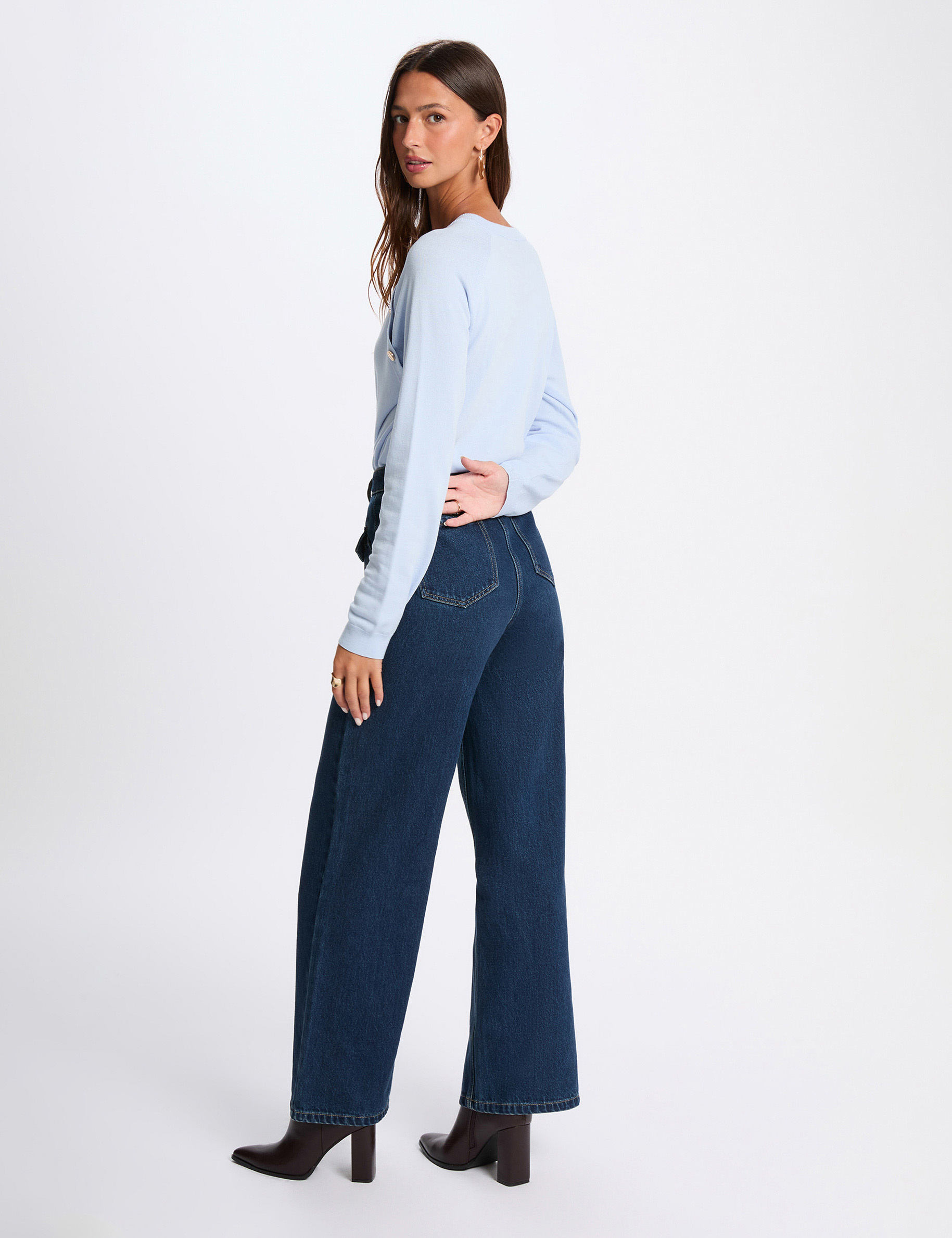 Jersey fino ajustado azul cielo mujer