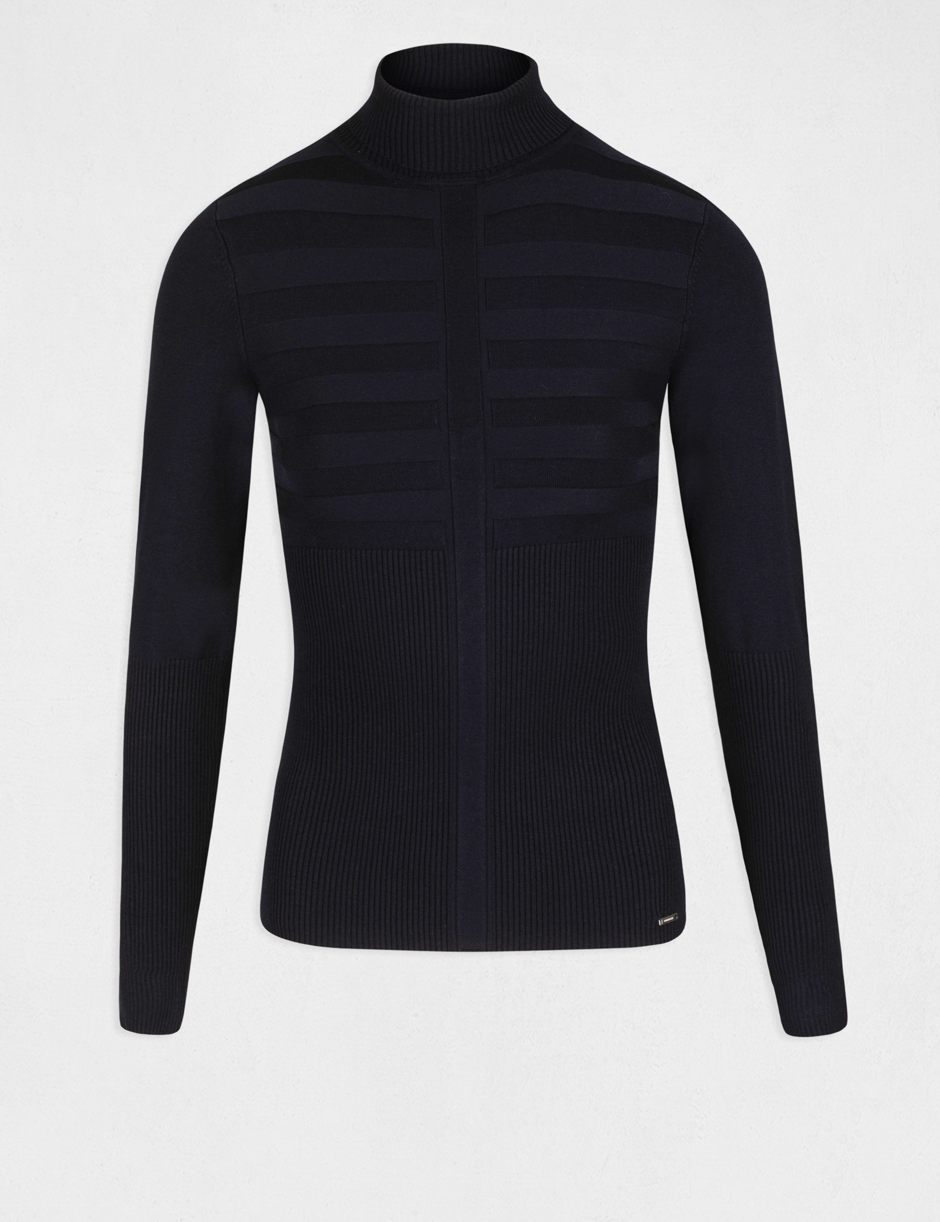 Jersey de cuello alto ajustado marino mujer