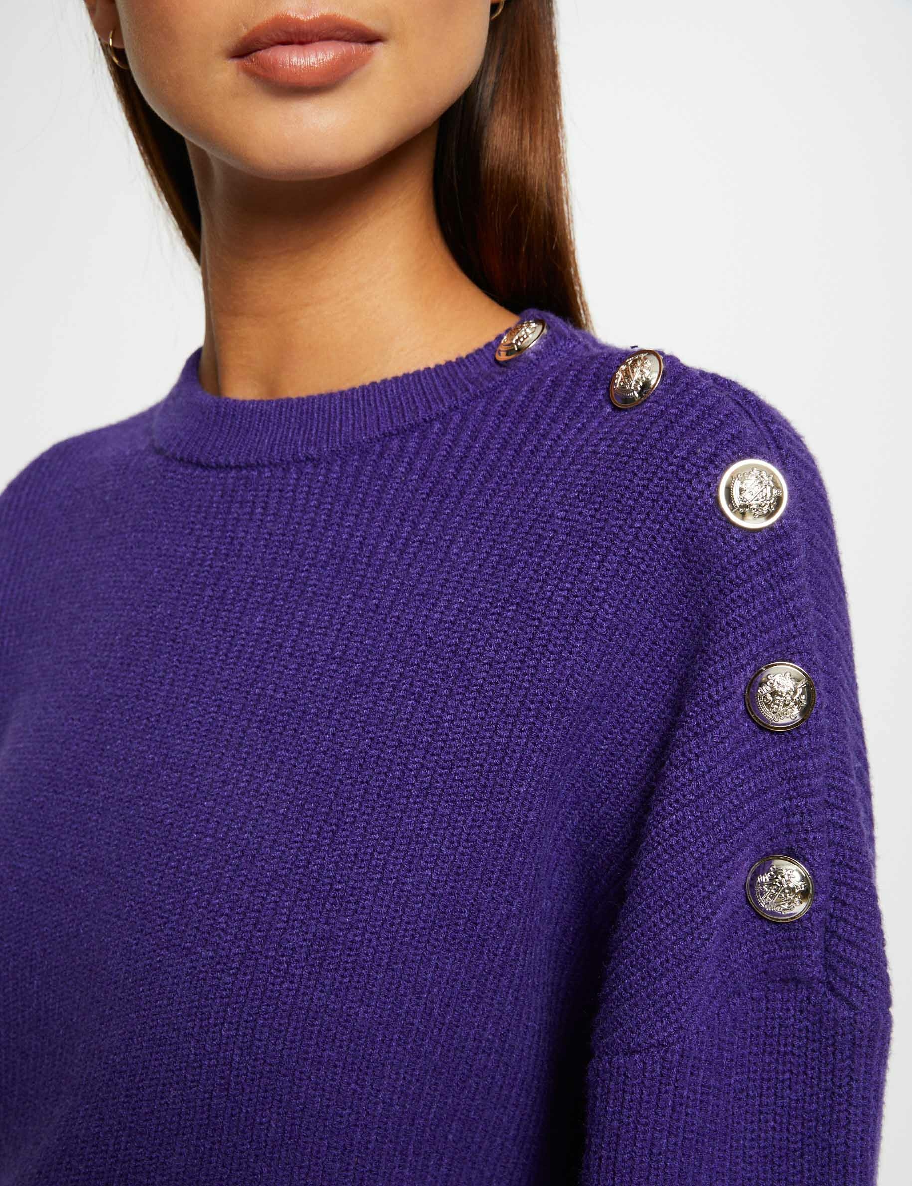 Jersey manga larga con botones violeta mujer