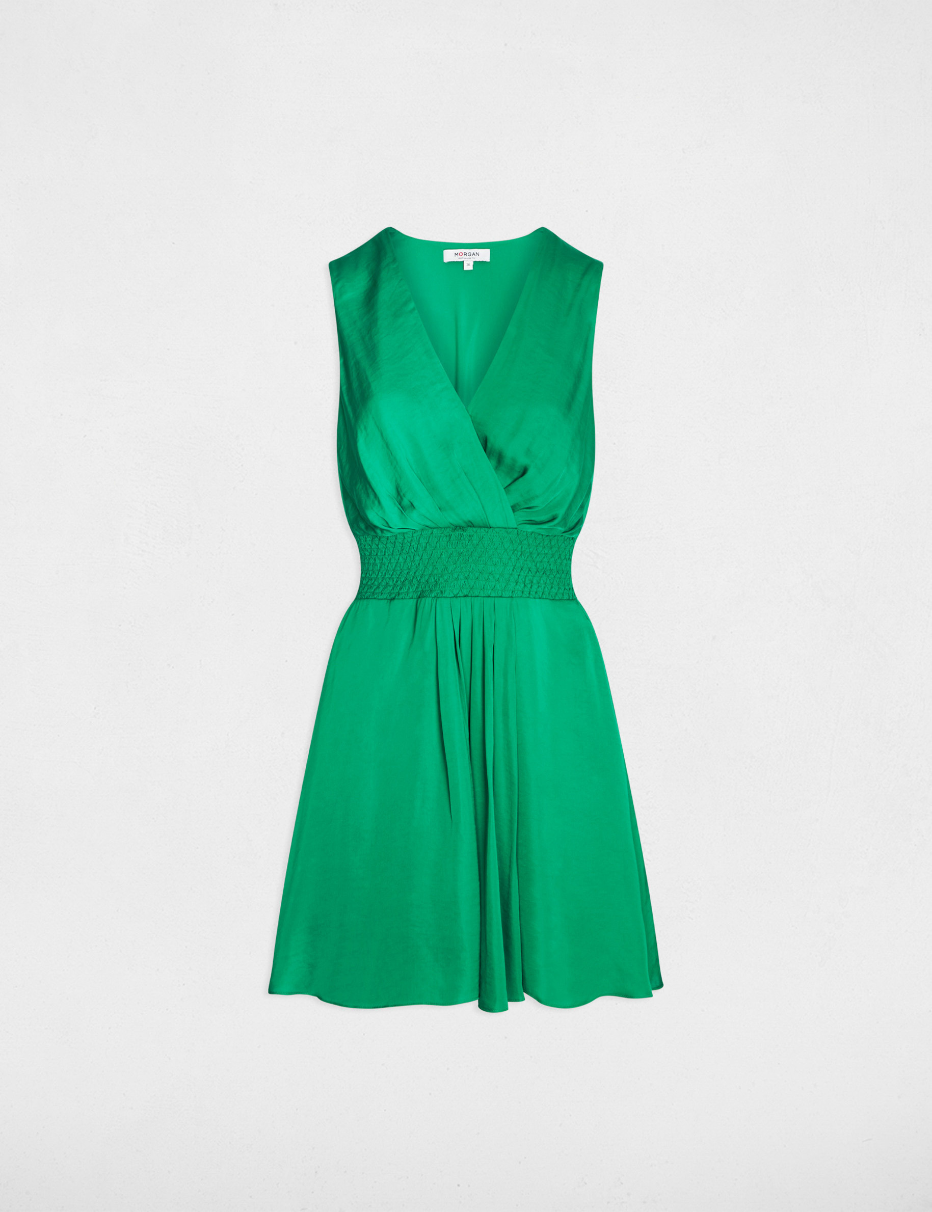 Vestido corto recto holgado verde pradera mujer