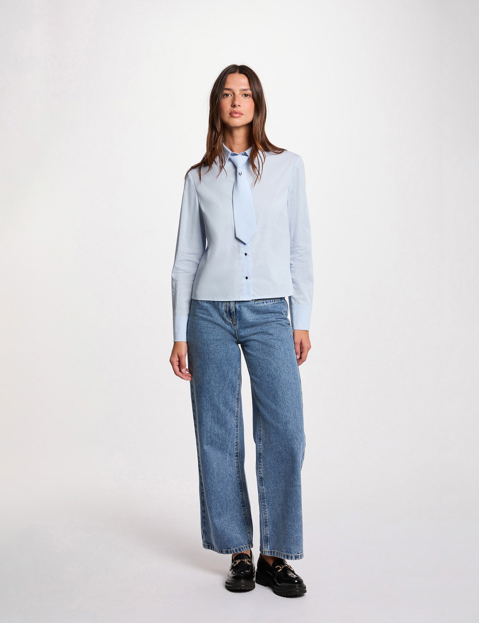 camisa manga larga azul cielo mujer Camisa manga larga azul cielo mujer