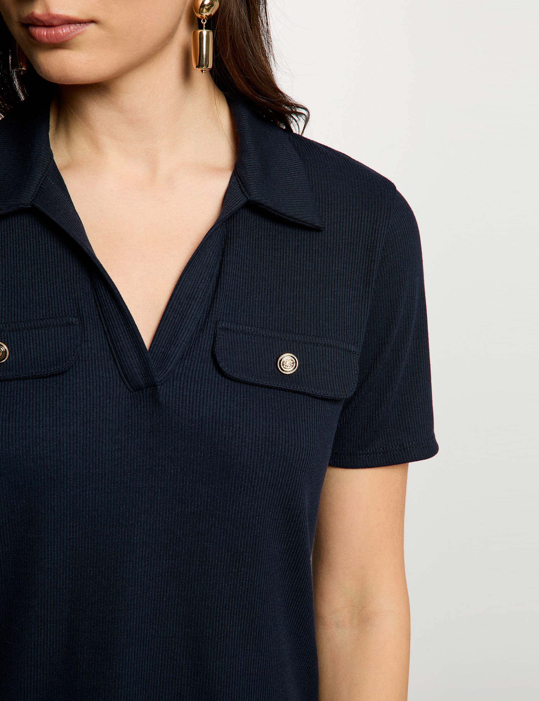 Camiseta manga corta azul marino mujer