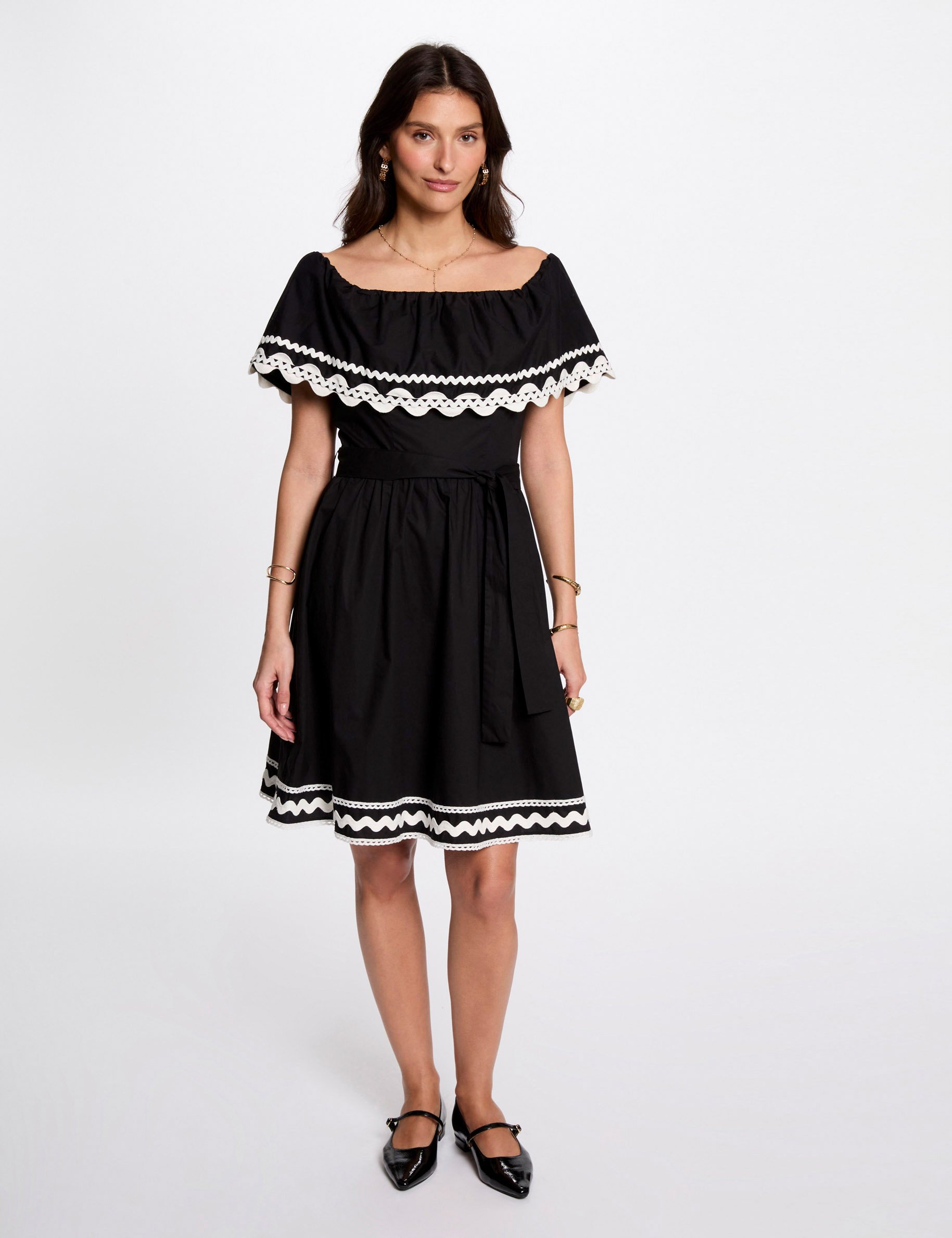 vestido corto evase negro mujer Vestido corto evasé negro mujer
