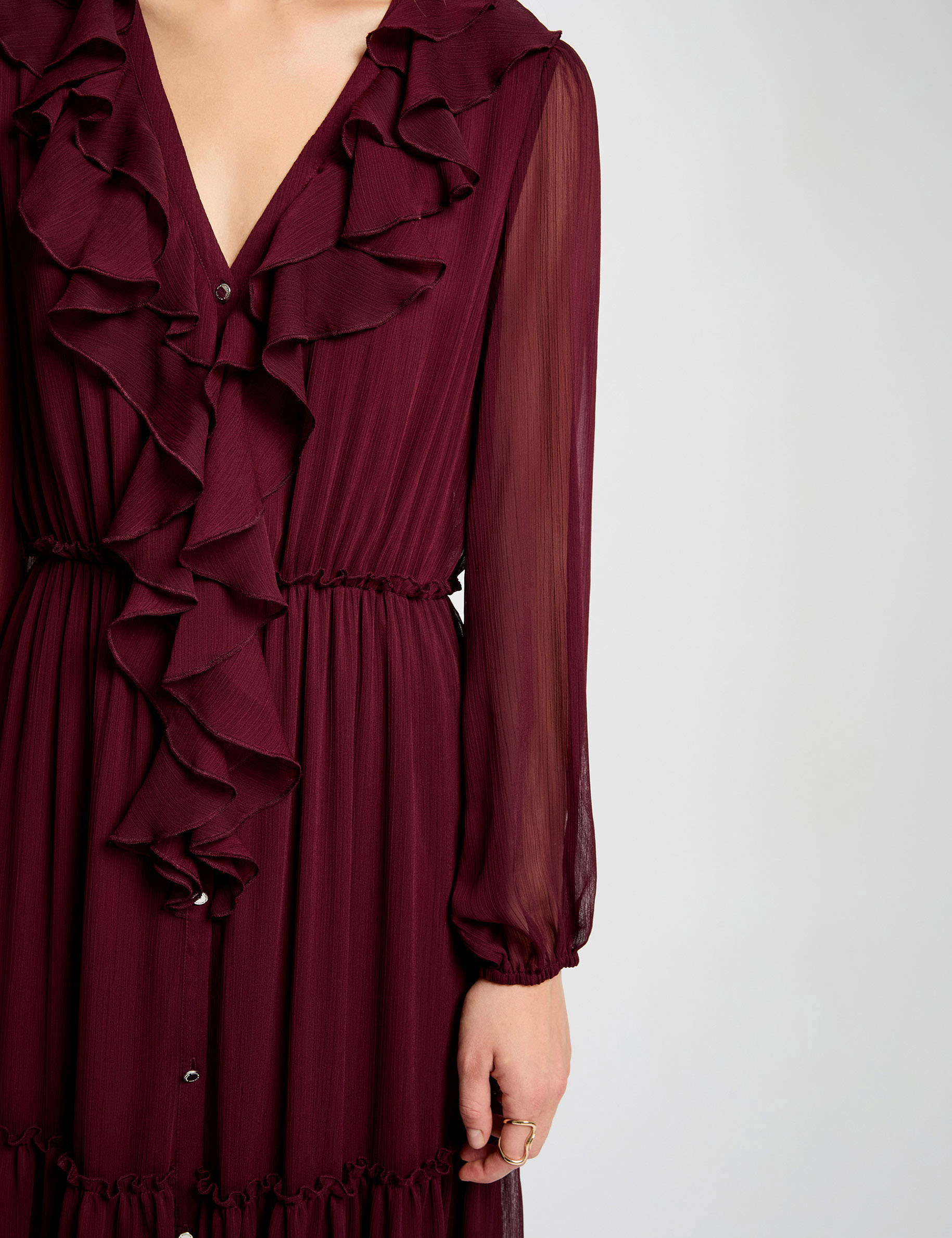 Vestido largo fluido ciruela mujer