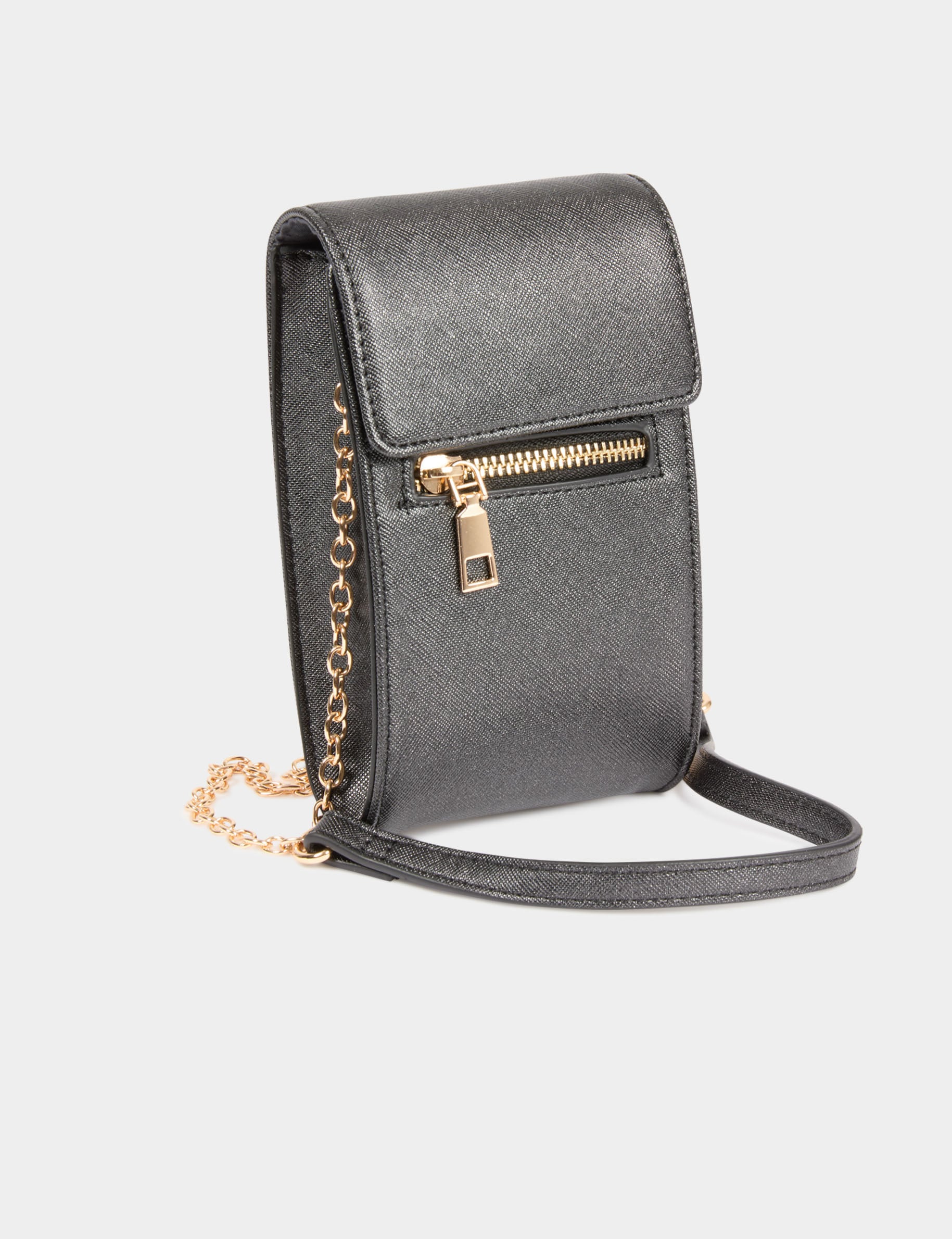 Cartera de cuero negro mujer