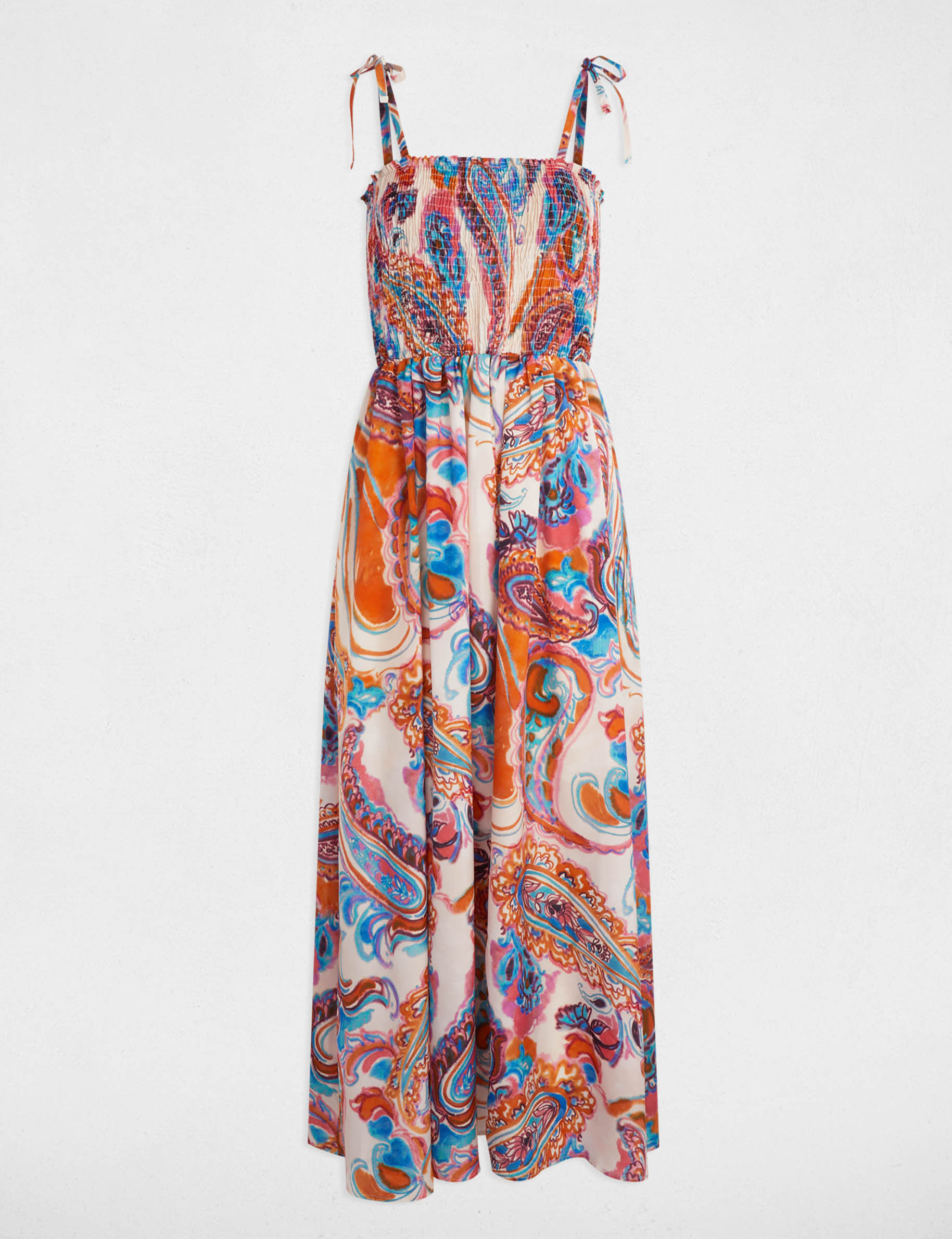 vestido largo recto estampado multicolor mujer Vestido largo recto estampado multicolor mujer