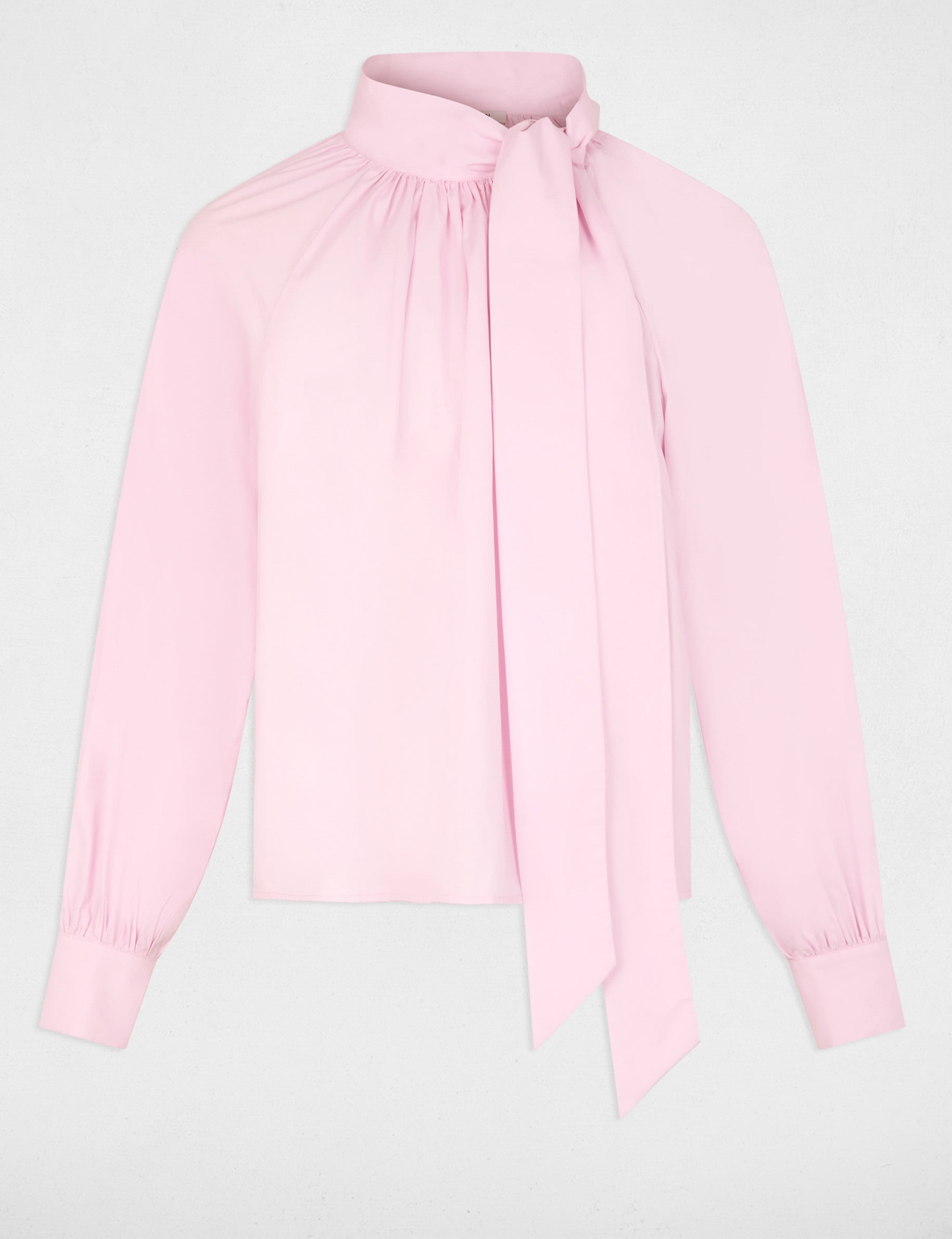 Blusa con cuello lazada rosa mujer