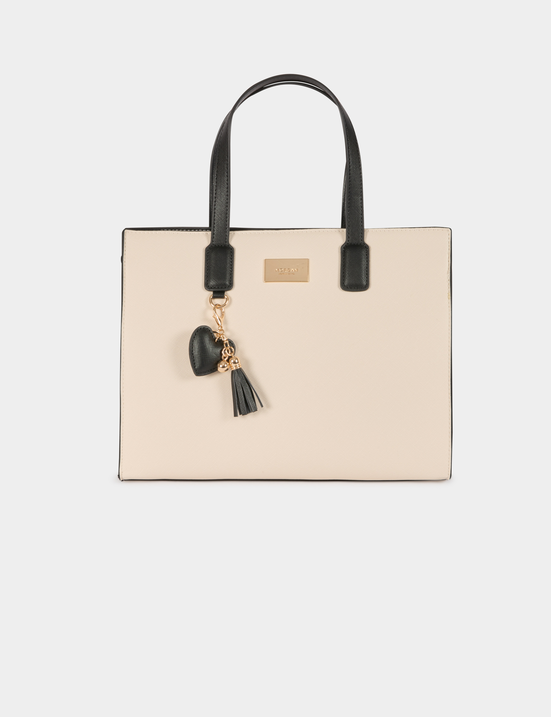 Bolso tote de piel sint&eacute;tica marfil mujer