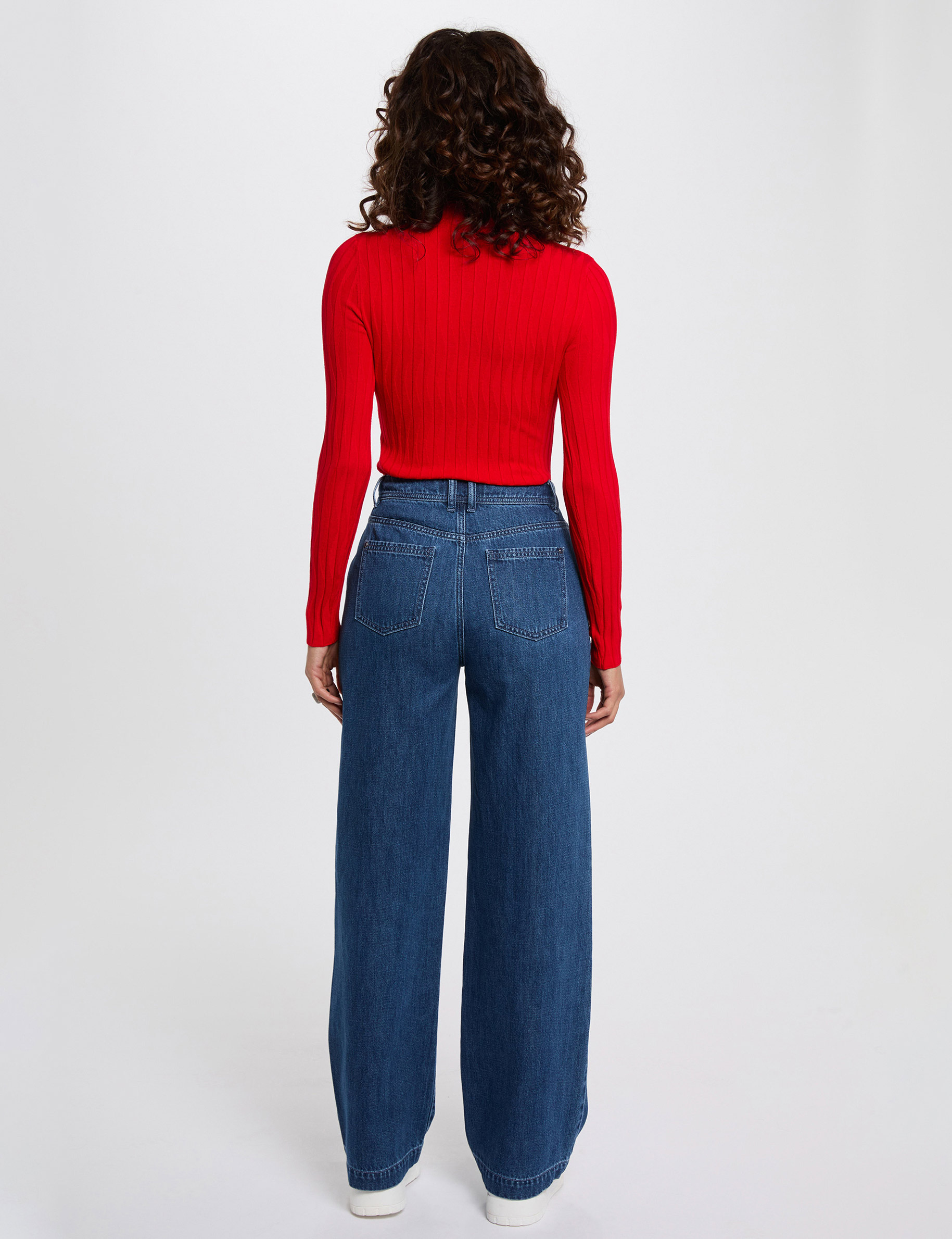 Jersey con cuello alto rojo mujer