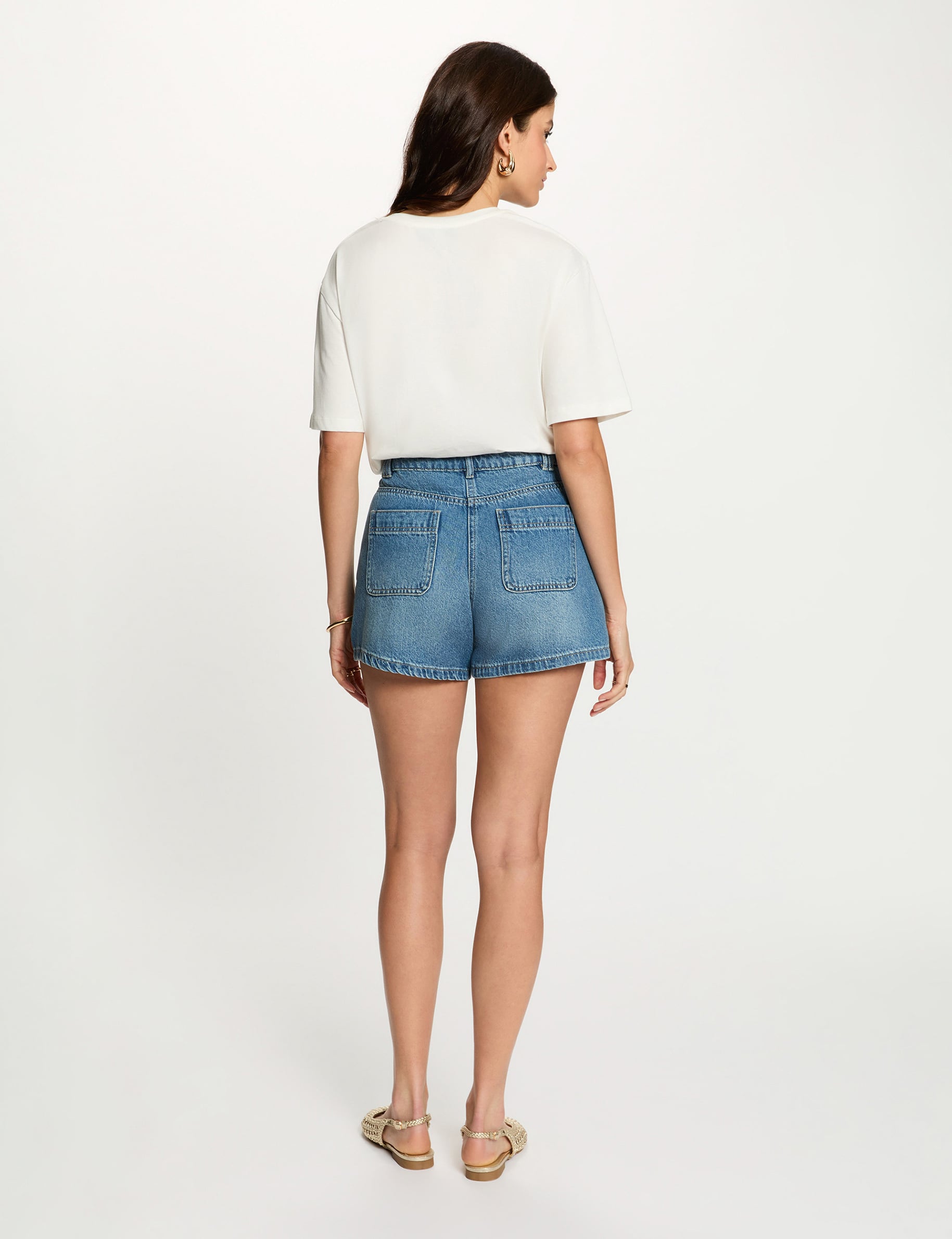 Camiseta estampada cuello redondo blanco mujer