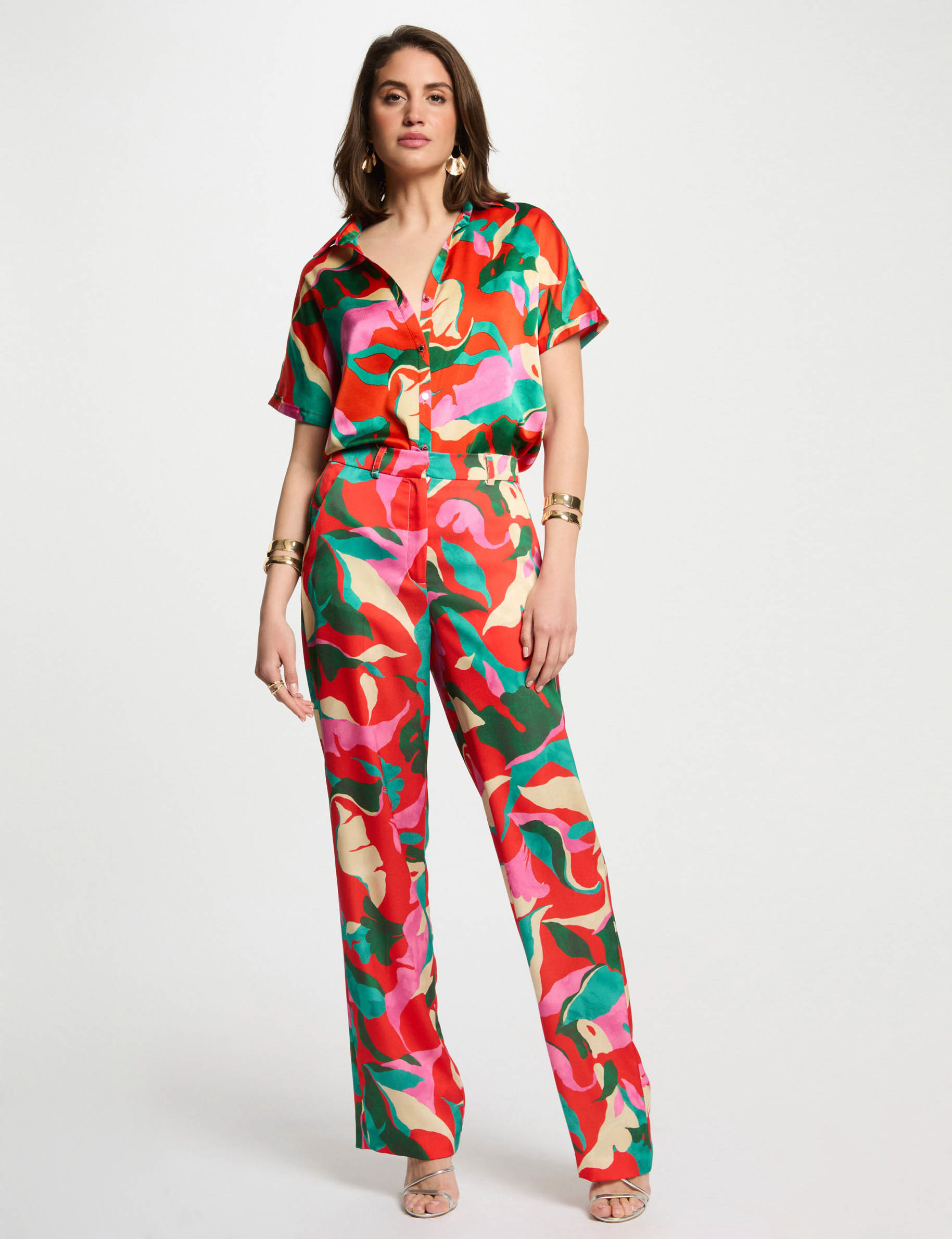 camisa manga corta multicolor mujer Camisa manga corta multicolor mujer