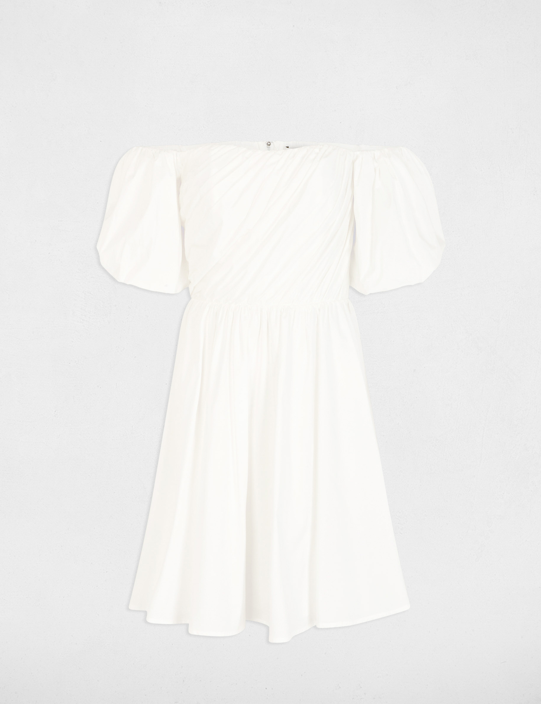 Vestido corto con mangas abullonadas blanco mujer