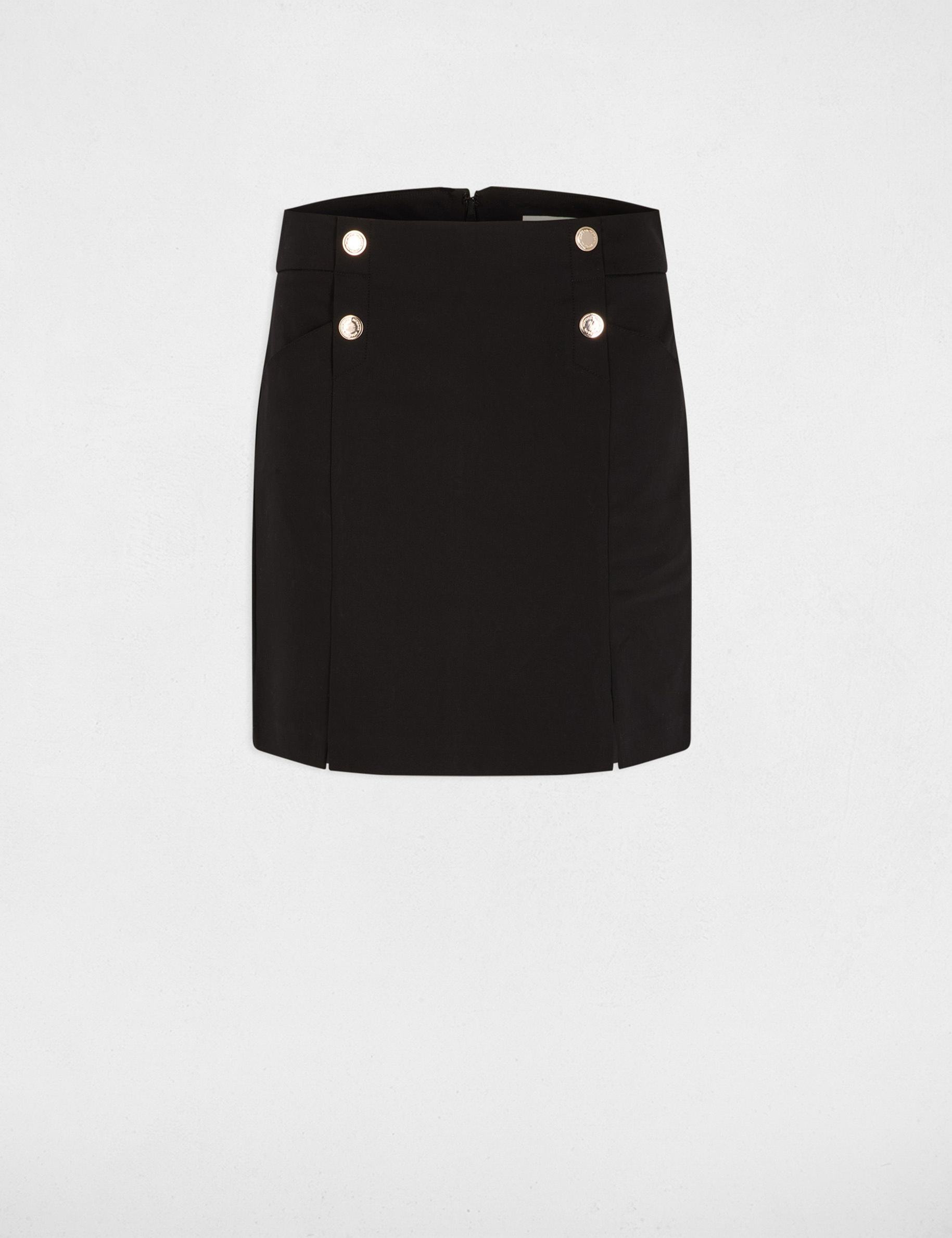 Falda corta con botones negro mujer