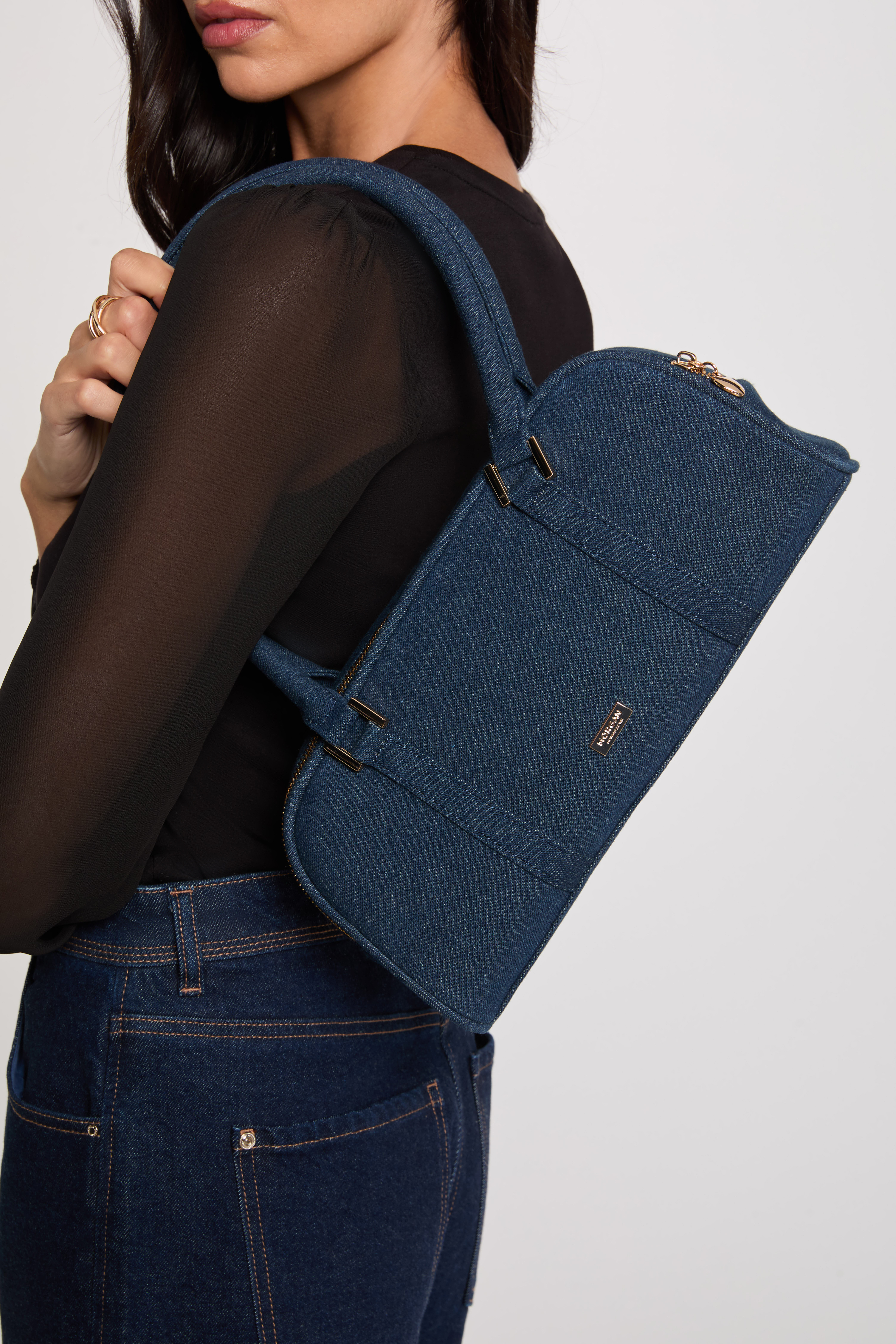 Bolso baguette de mezclilla denim stone mujer