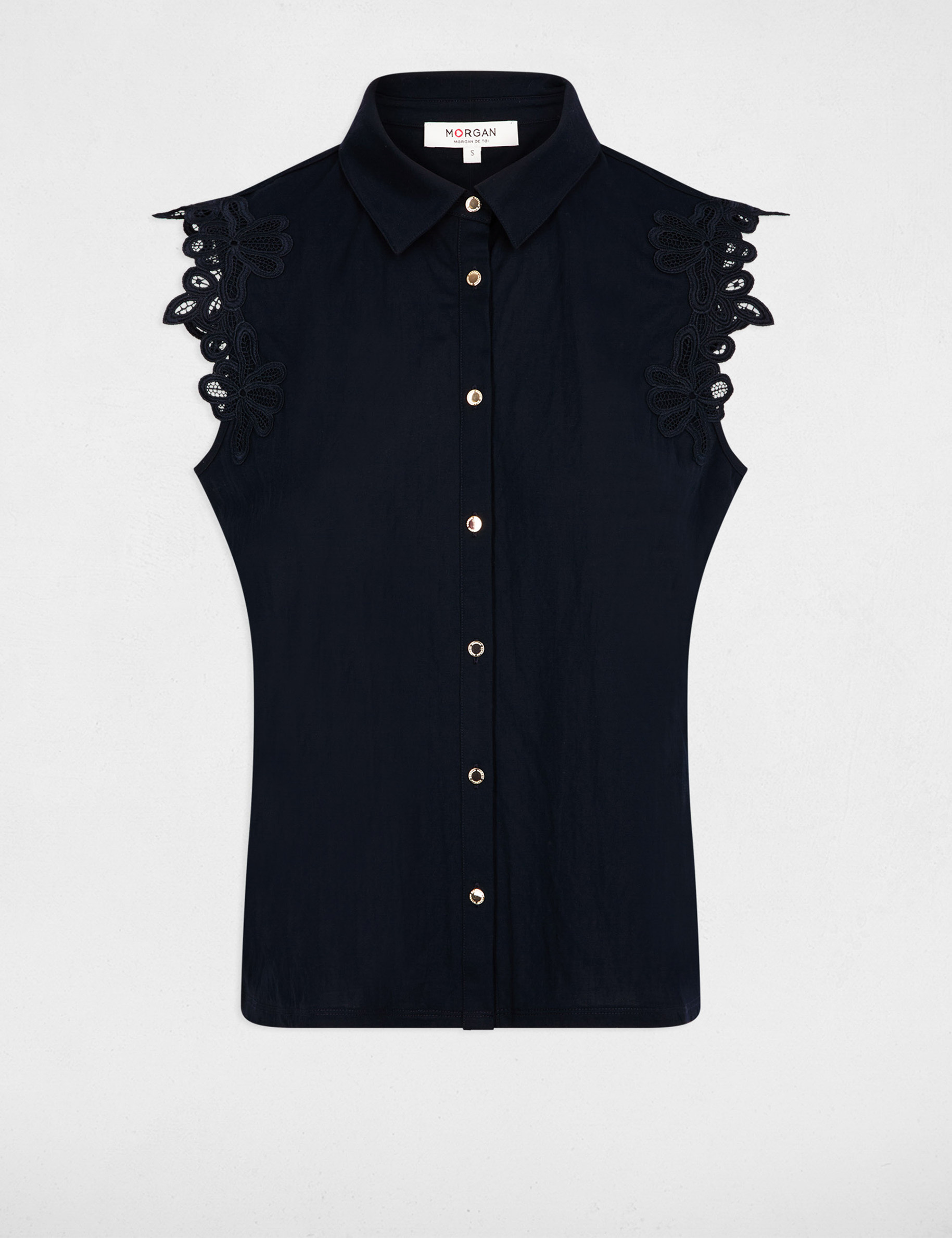 Camisa sin mangas azul marino mujer