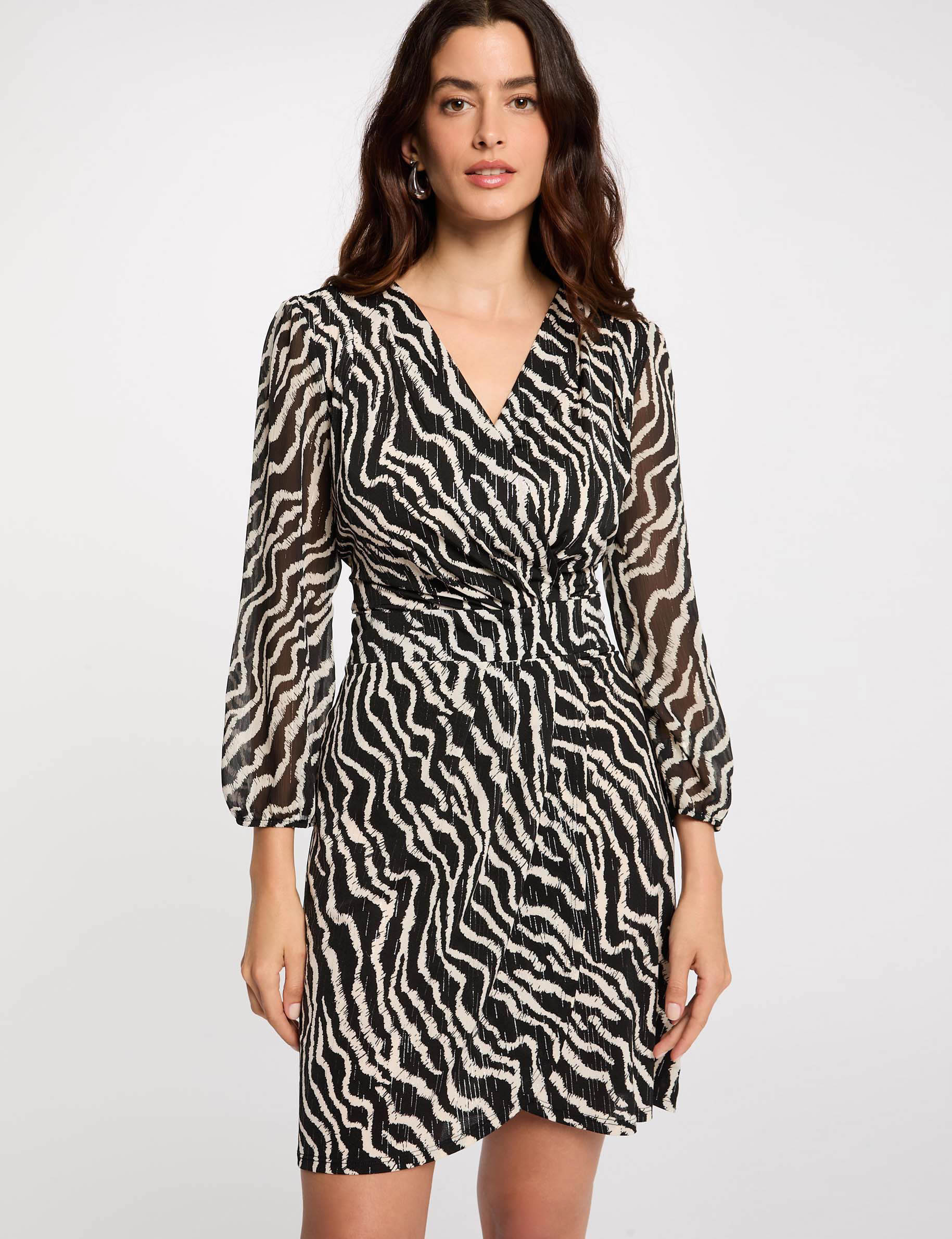 Vestido cruzado estampado multicolor mujer