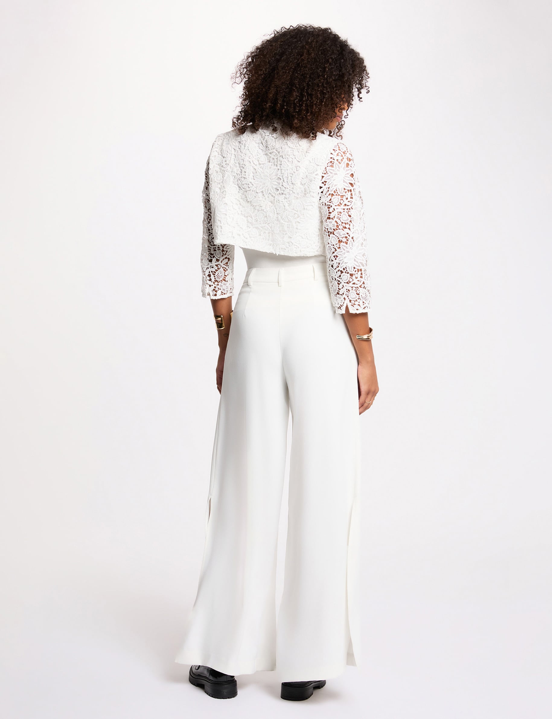 Bolero de encaje entallado blanco mujer